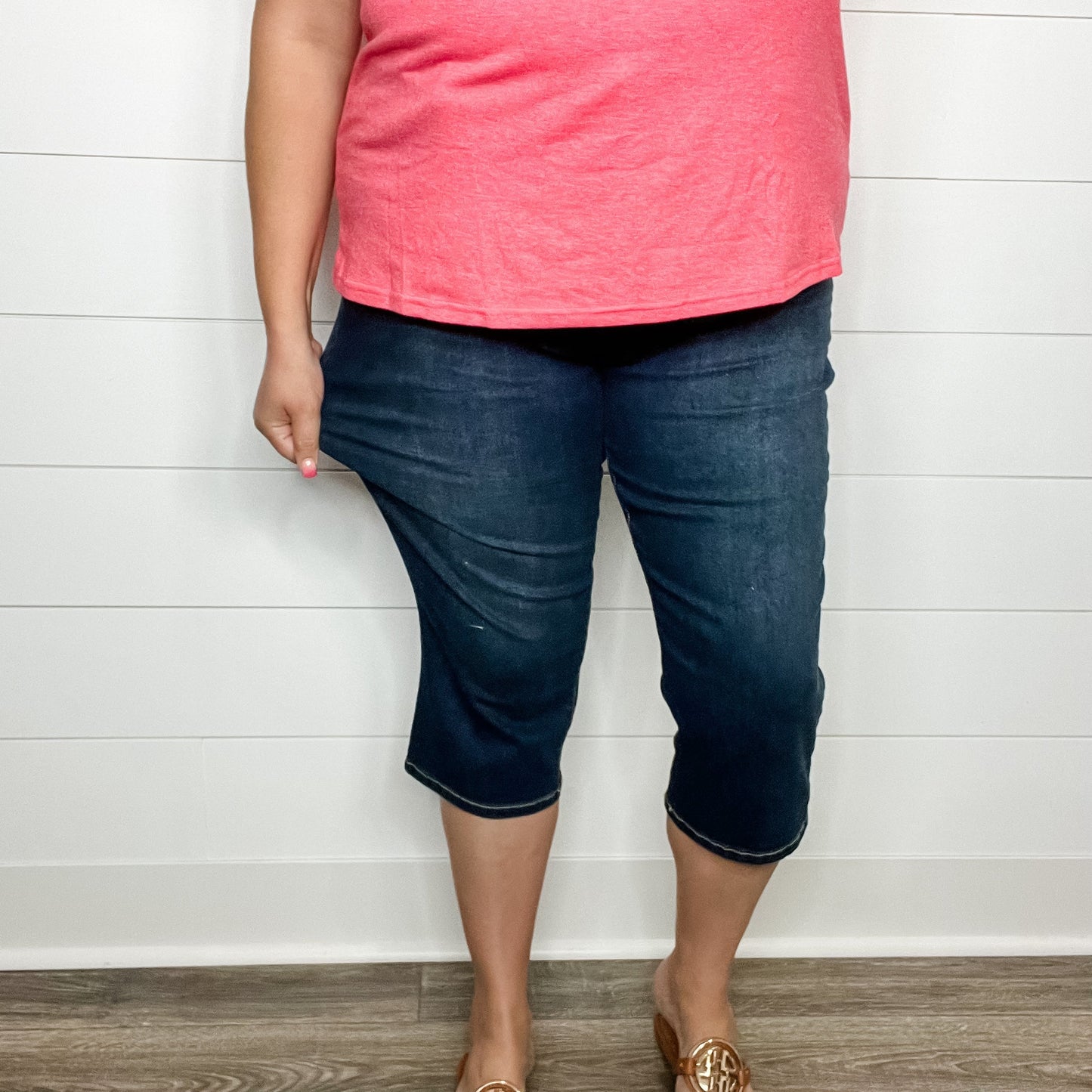 "No Regrets" Tummy Control Relaxed Fit Capris by YMI/Royalty For Me