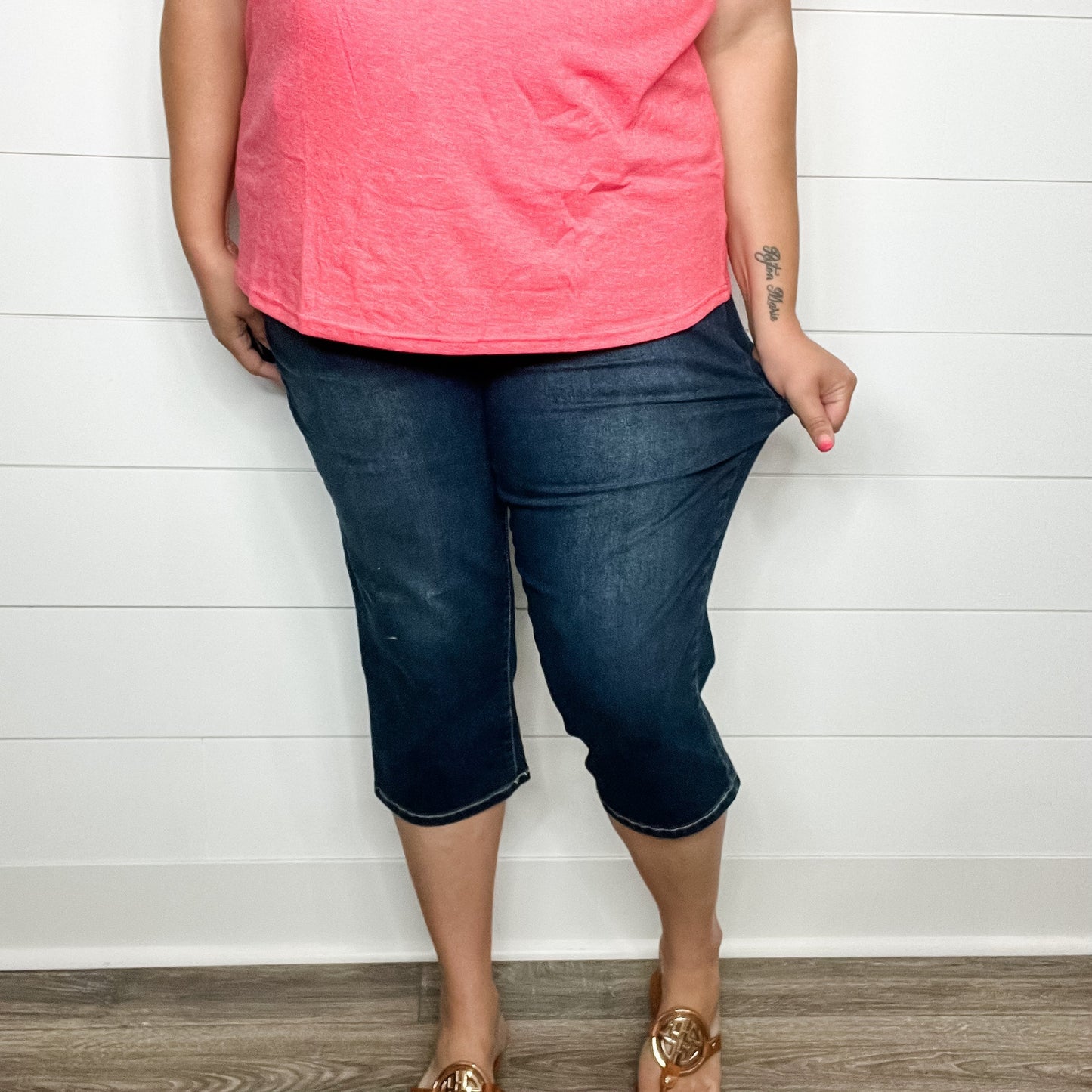 "No Regrets" Tummy Control Relaxed Fit Capris by YMI/Royalty For Me