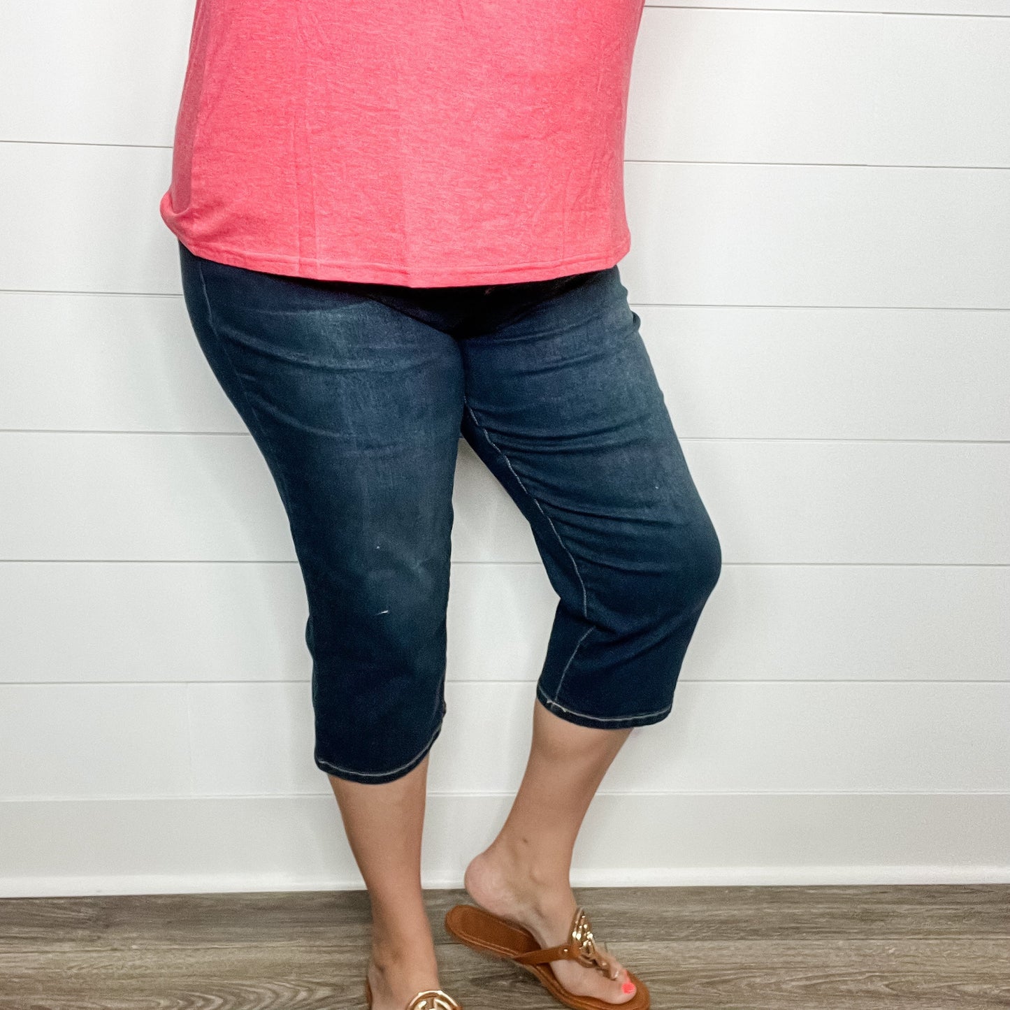 "No Regrets" Tummy Control Relaxed Fit Capris by YMI/Royalty For Me
