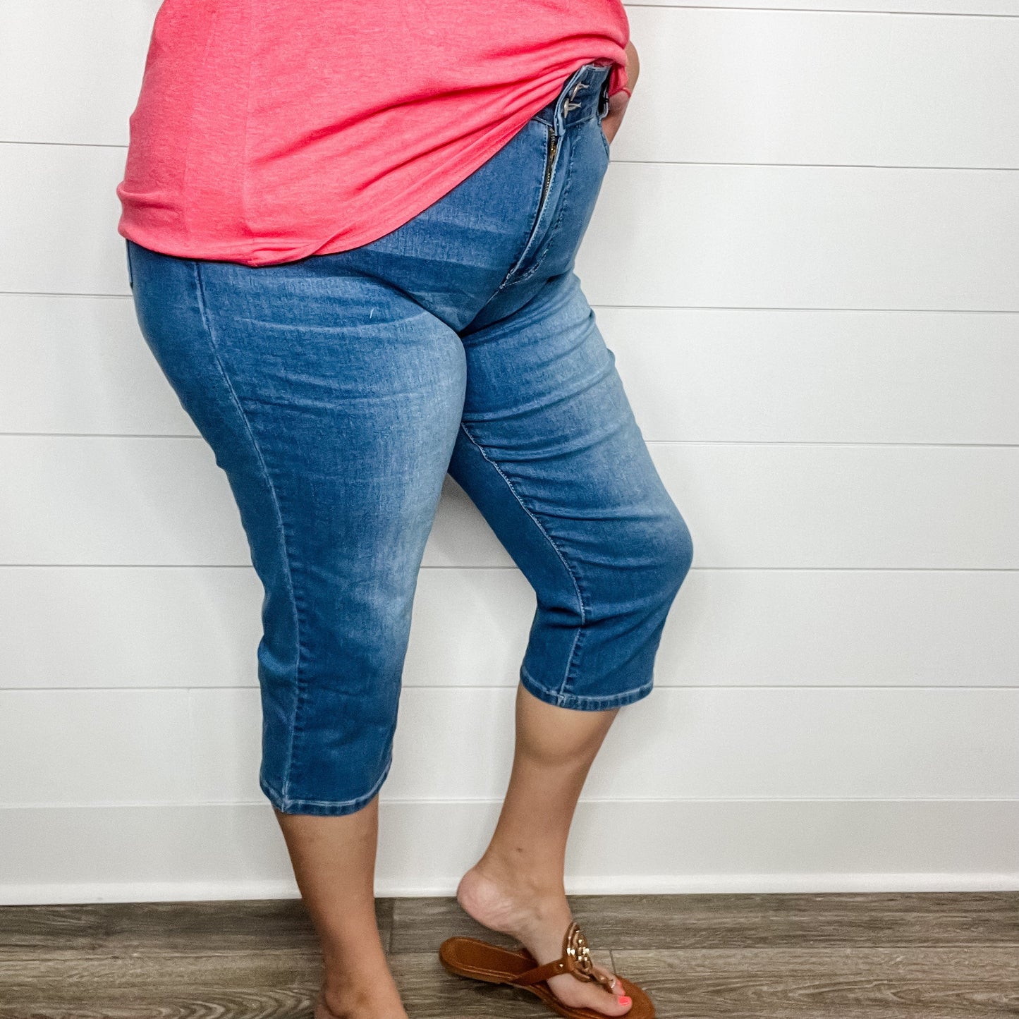 "No Regrets" Tummy Control Relaxed Fit Capris by YMI/Royalty For Me