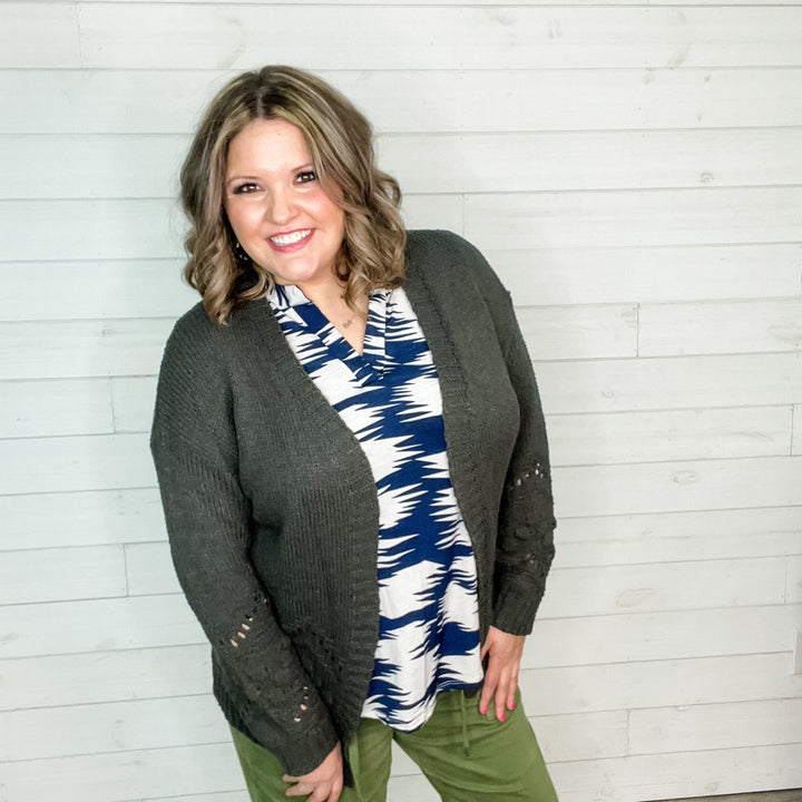 "Not My Granny" Loose Knit Cardigan (Charcoal)