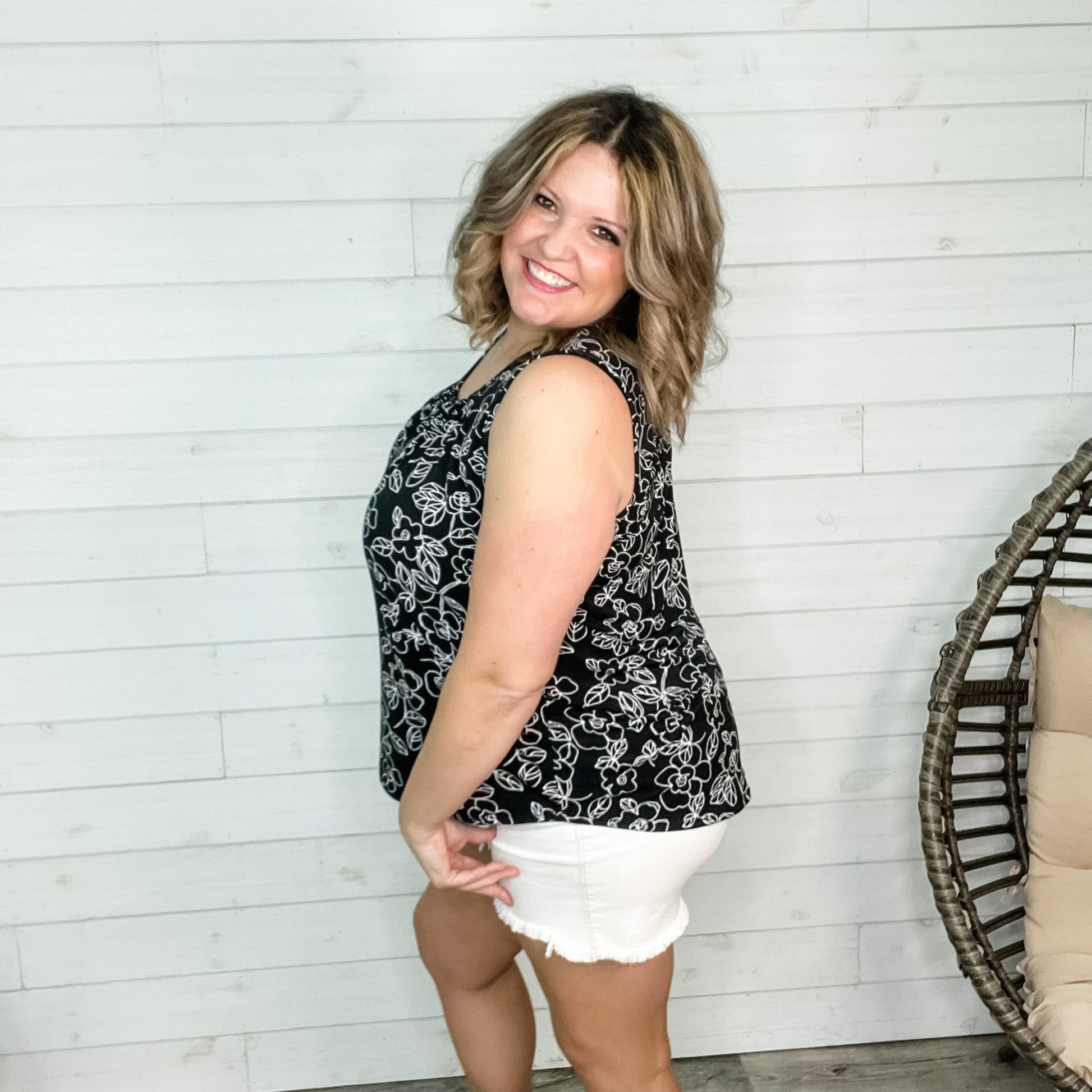 "Of Course You Can" Floral Tank with Back Tie Detail