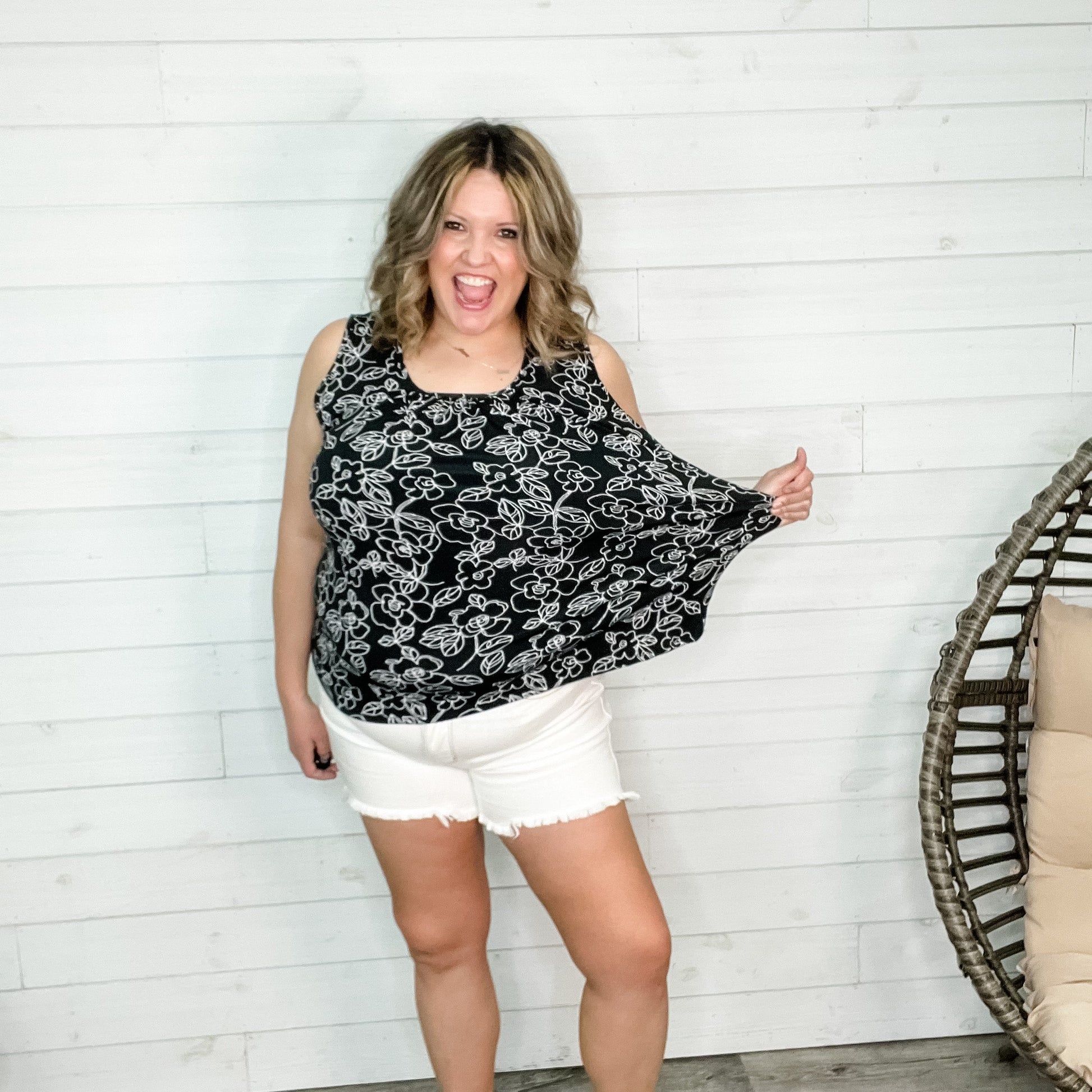 "Of Course You Can" Floral Tank with Back Tie Detail