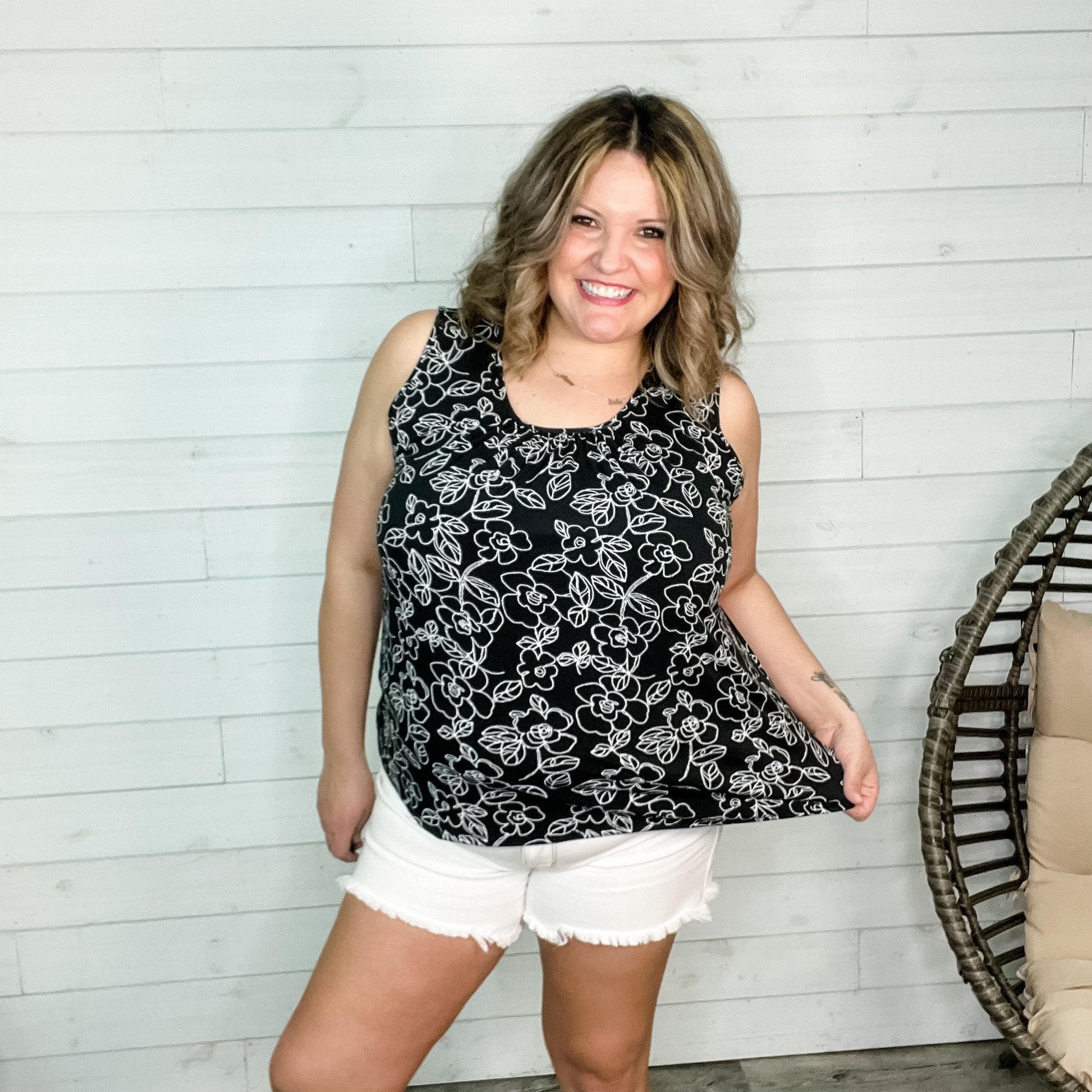 "Of Course You Can" Floral Tank with Back Tie Detail