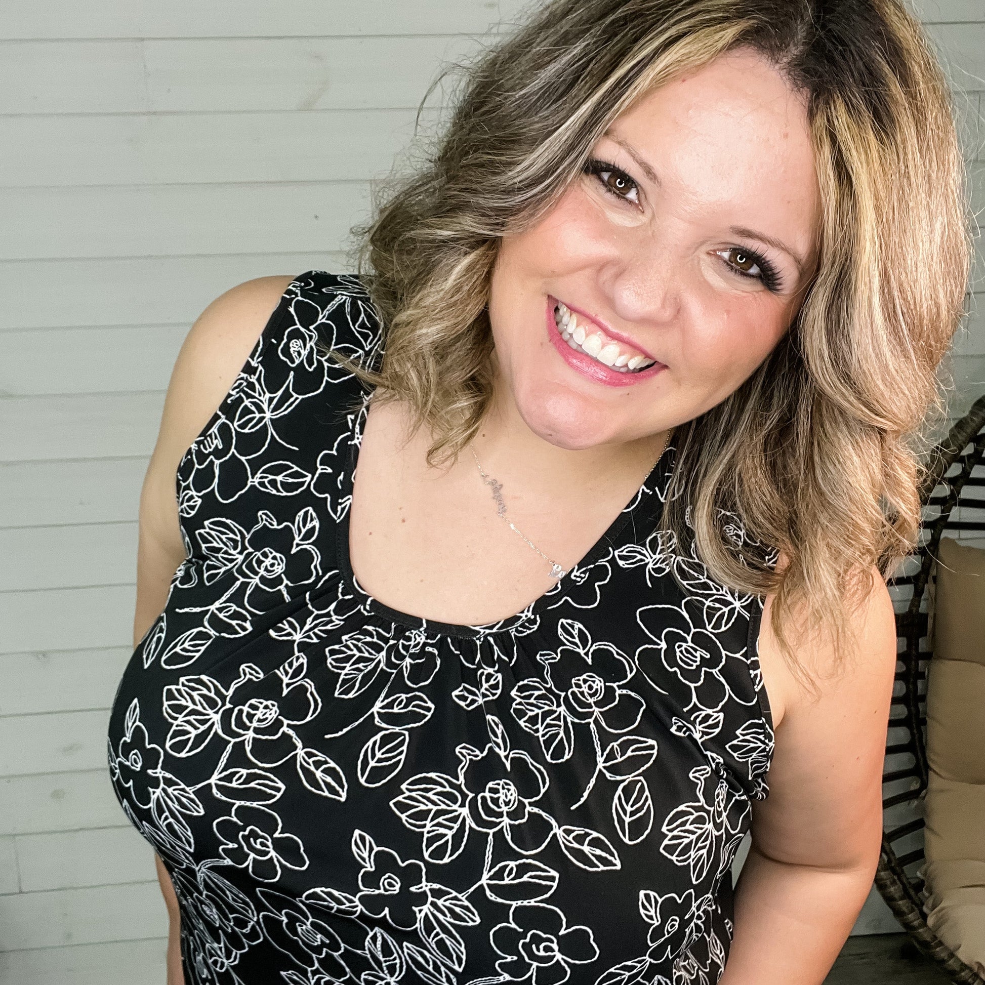 "Of Course You Can" Floral Tank with Back Tie Detail