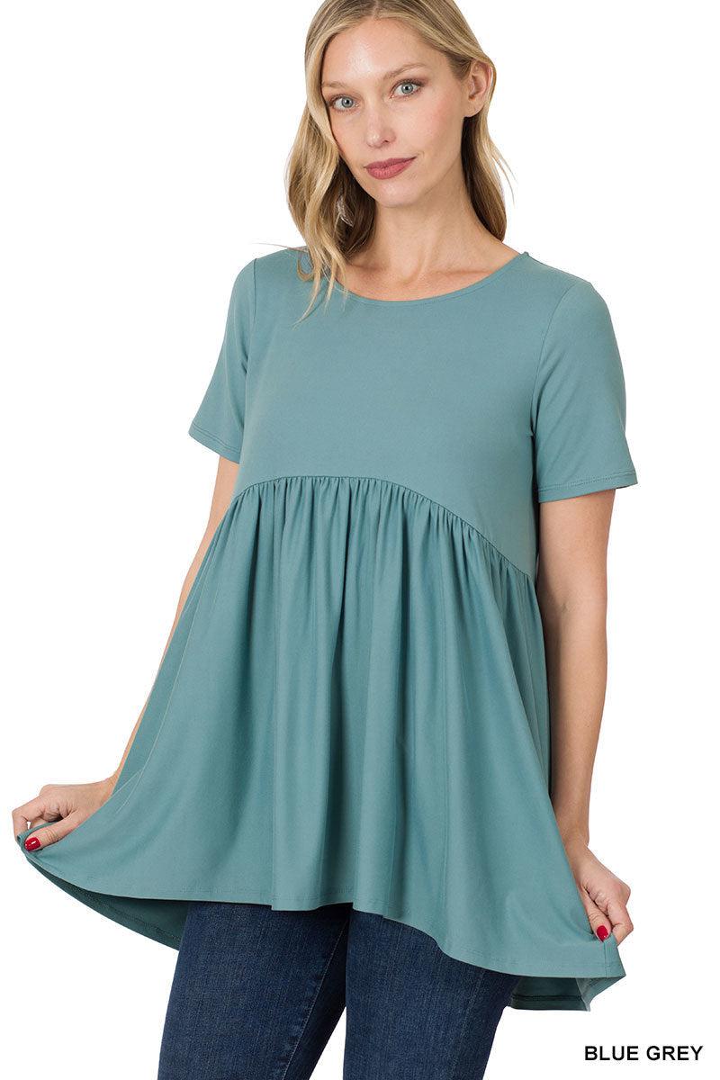 "Oh Dollie" Short Sleeve Top with Waist Shirring (Multiple Colors)