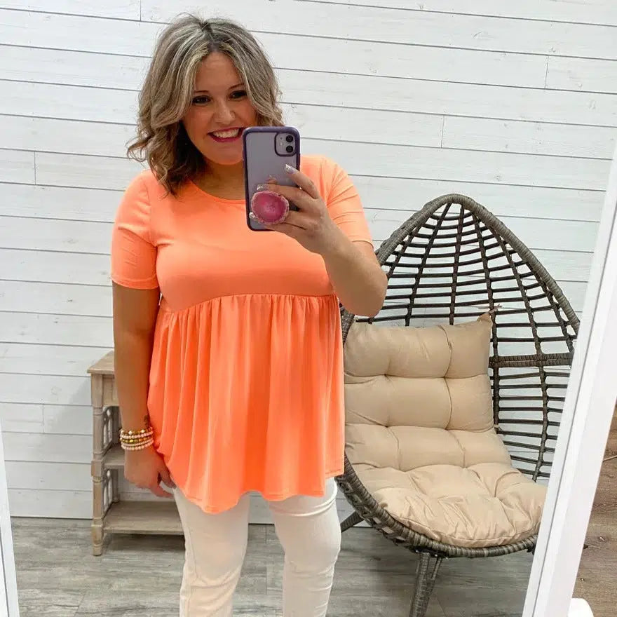 "Oh Dollie" Short Sleeve Top with Waist Shirring (Multiple Colors)