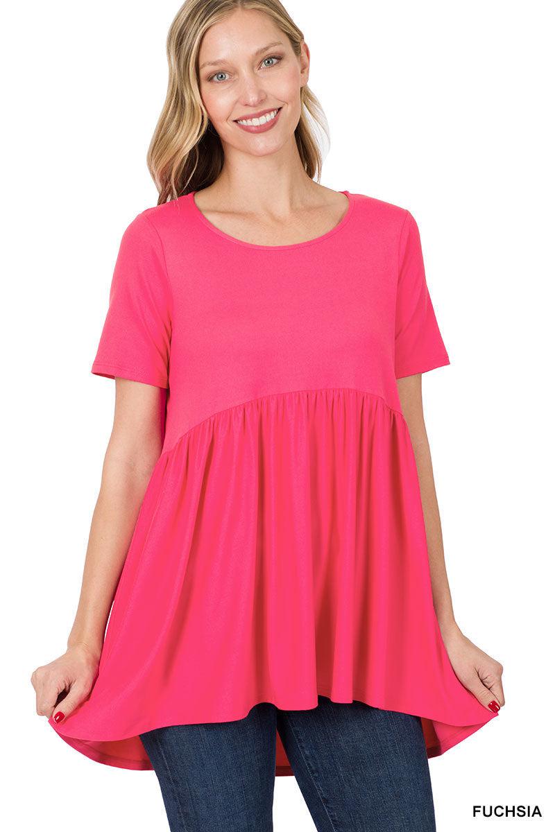 "Oh Dollie" Short Sleeve Top with Waist Shirring (Multiple Colors)