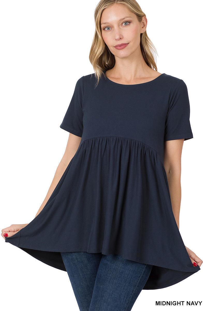 "Oh Dollie" Short Sleeve Top with Waist Shirring (Multiple Colors)