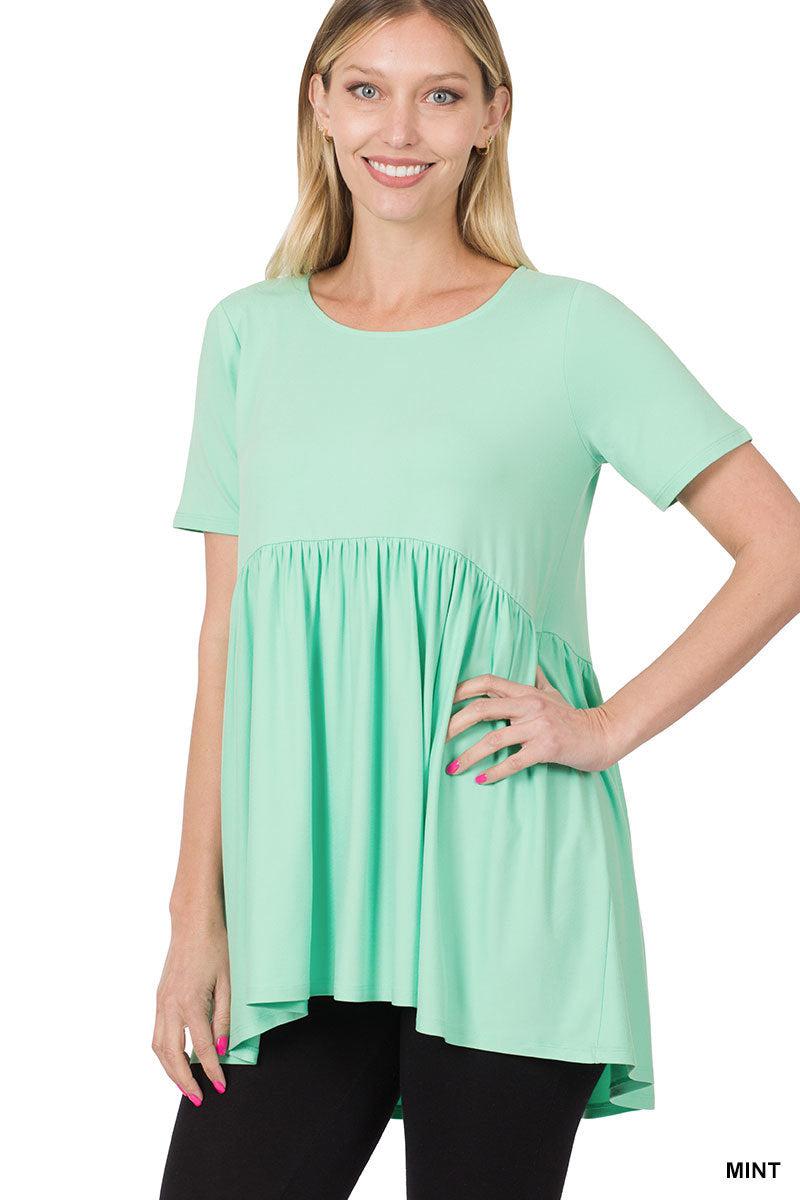 "Oh Dollie" Short Sleeve Top with Waist Shirring (Multiple Colors)