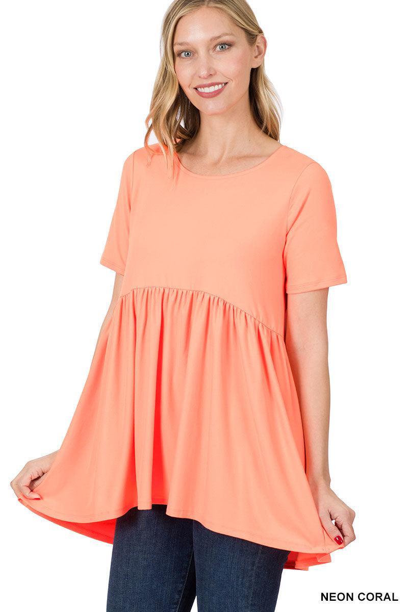 "Oh Dollie" Short Sleeve Top with Waist Shirring (Multiple Colors)