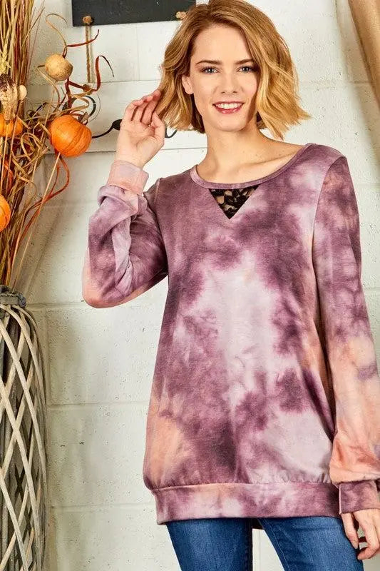 "Oh Yes Girlfriend" Laser Cut Back Design Lace Inserts Long Sleeve