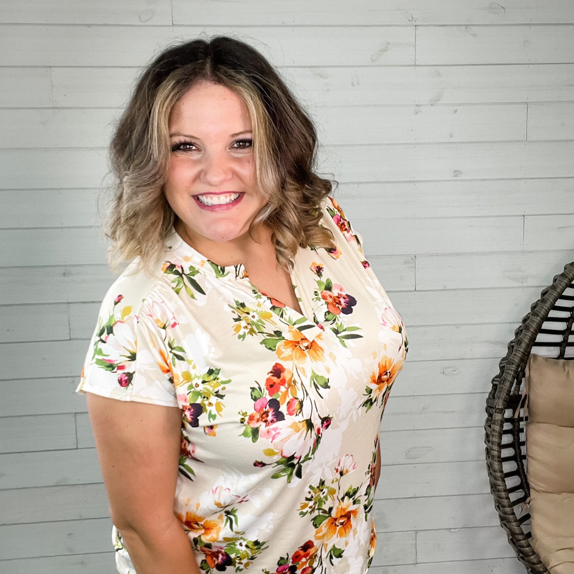 "One Thing At A Time" Floral Sleeveless Split Neck