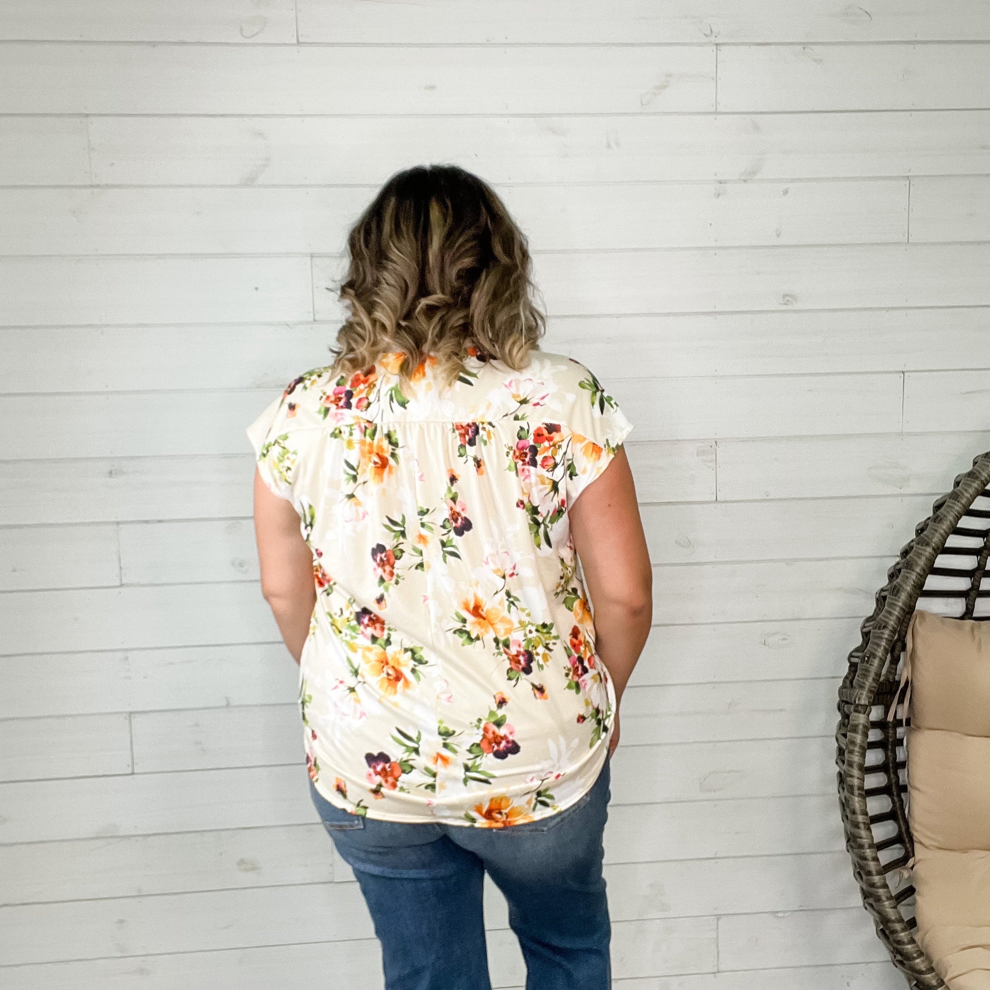 "One Thing At A Time" Floral Sleeveless Split Neck