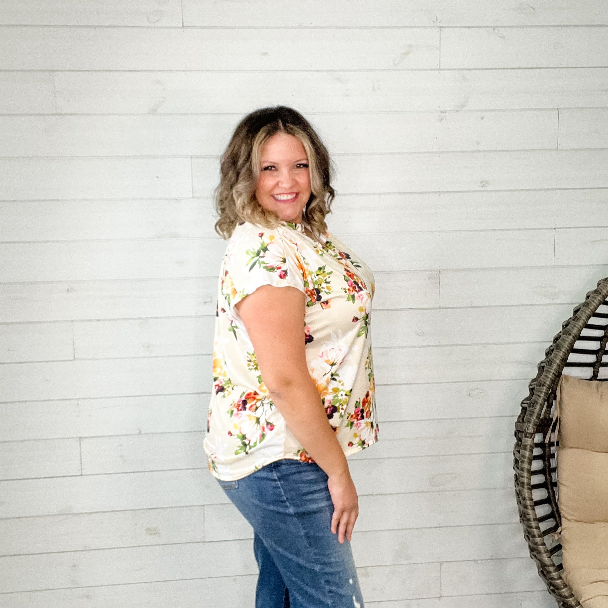 "One Thing At A Time" Floral Sleeveless Split Neck