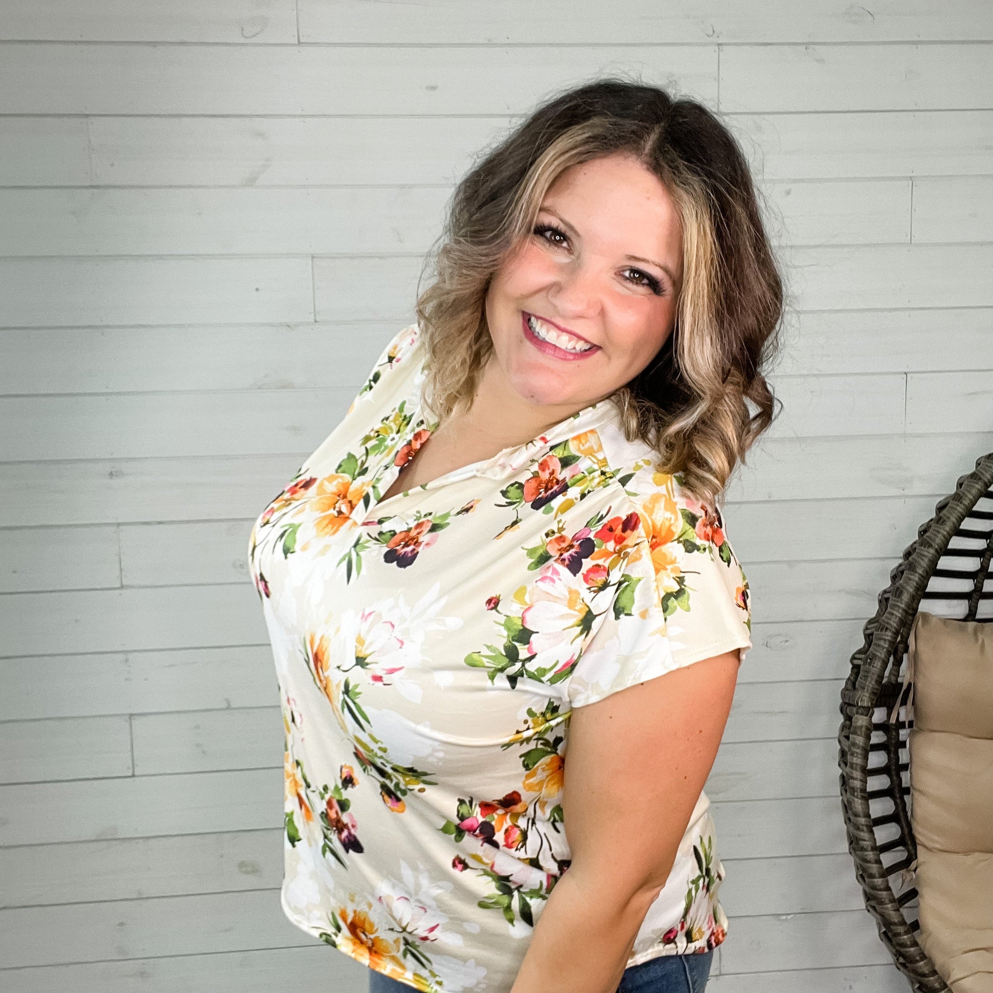 "One Thing At A Time" Floral Sleeveless Split Neck