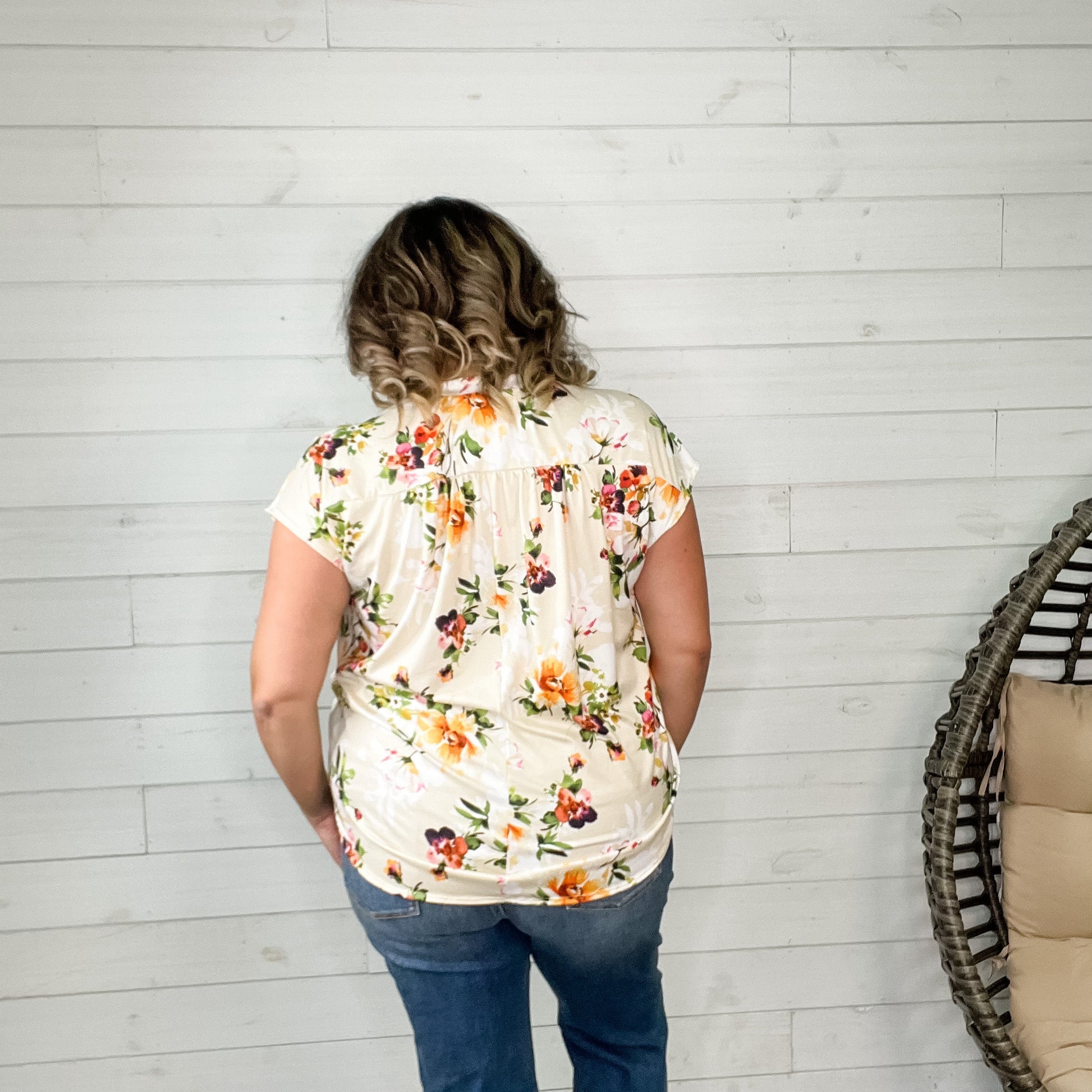 "One Thing At A Time" Floral Sleeveless Split Neck