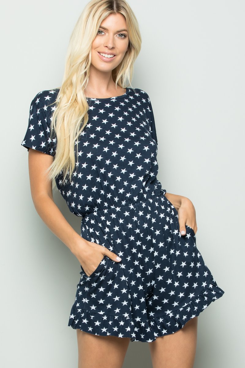 "Downright" Cap Sleeve Shorts Romper