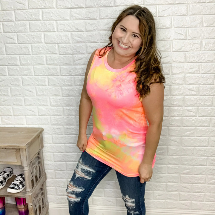 Orange Sherbert Tie Dye Tank-Lola Monroe Boutique