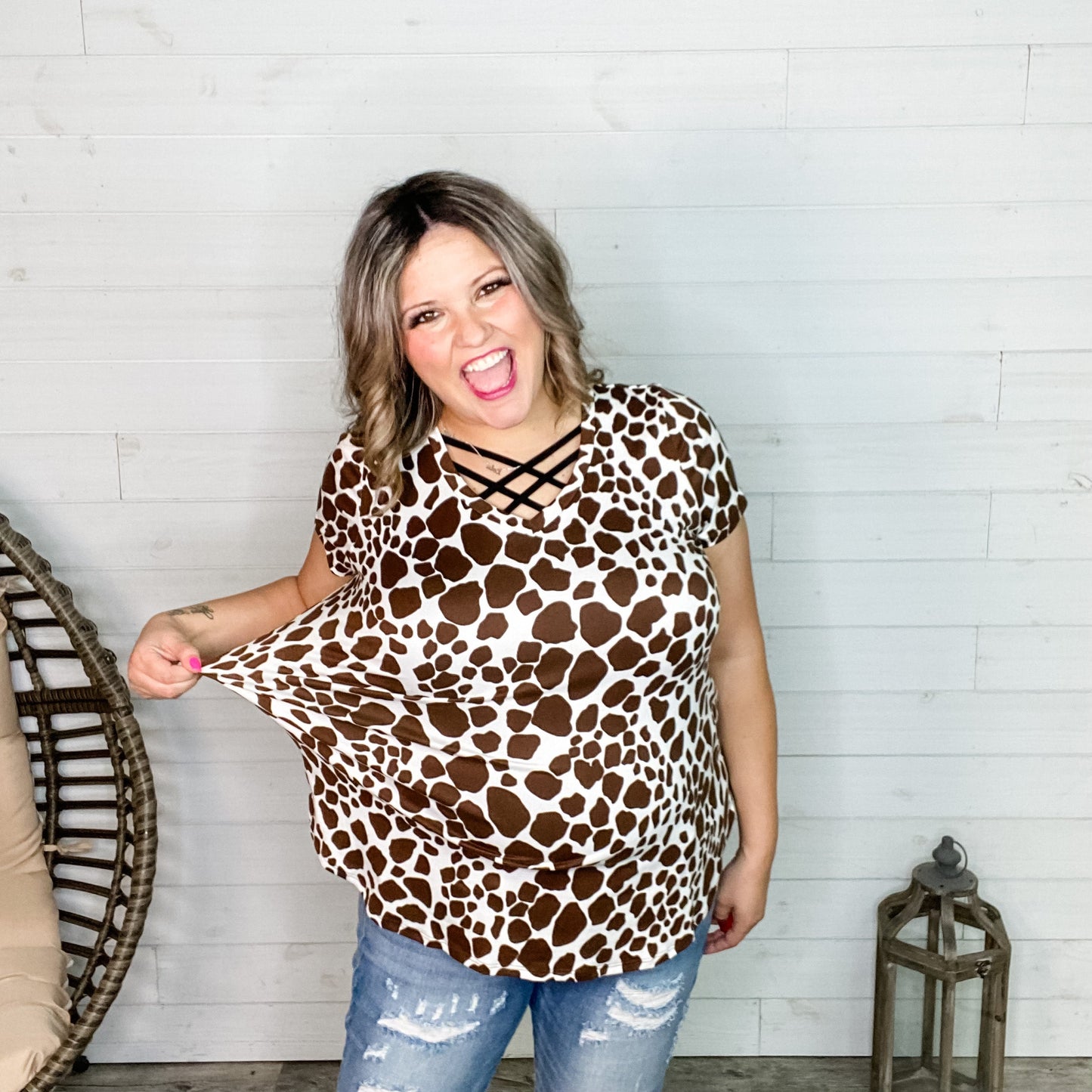 "Paige" Animal Print V Neck
