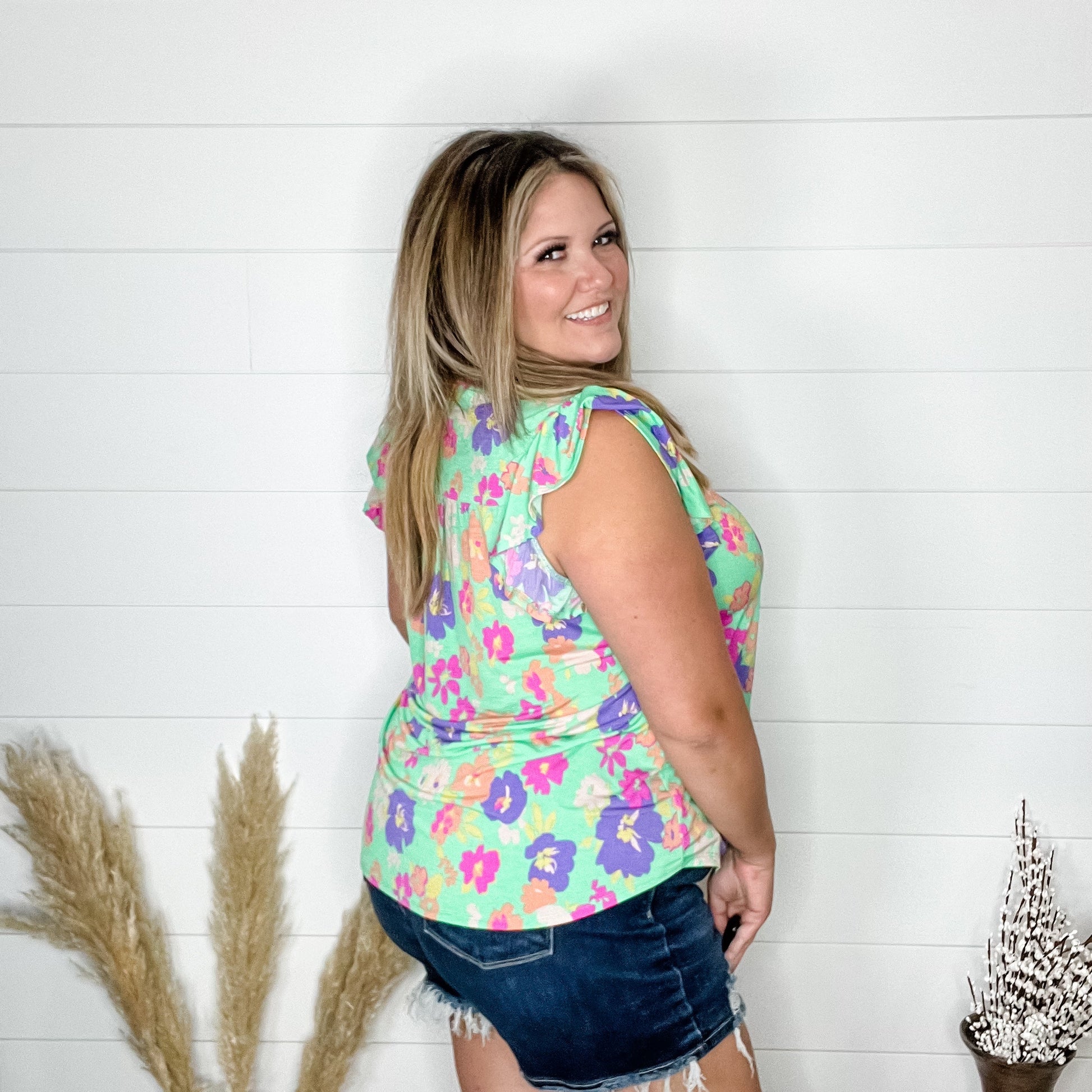 "Pears" Ruffle Cap Sleeve Lizzy