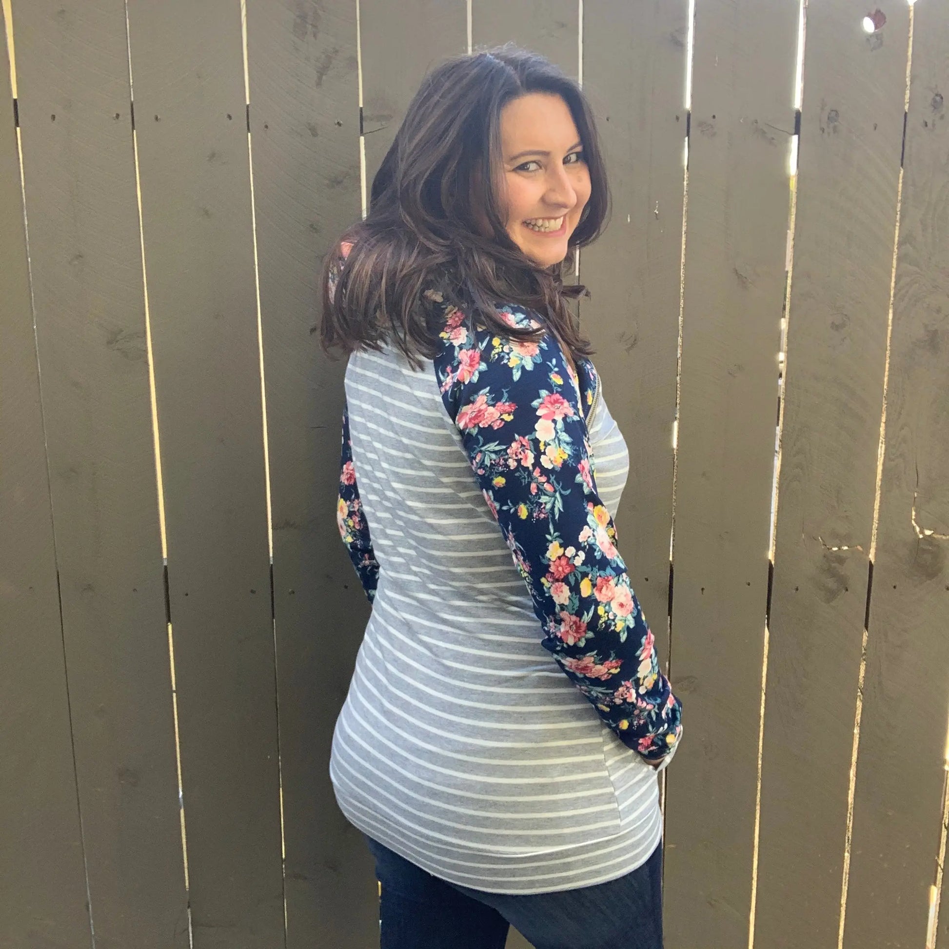 "Peeking Peach" Double Hooded SIde Zip Hoodie