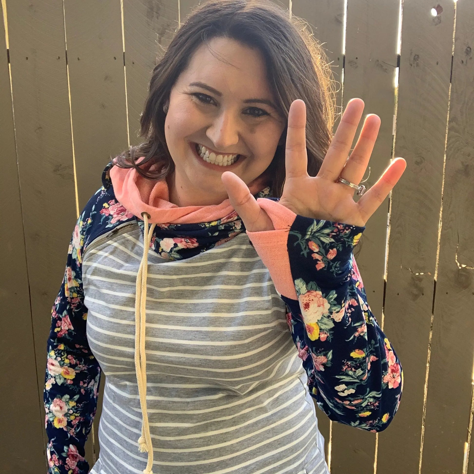 "Peeking Peach" Double Hooded SIde Zip Hoodie