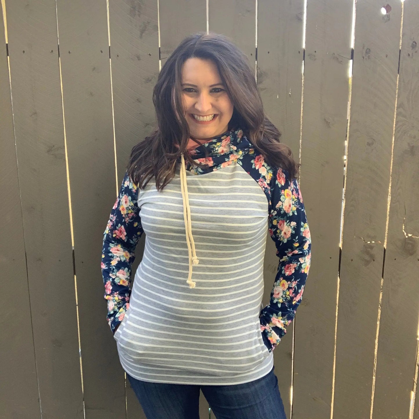 "Peeking Peach" Double Hooded SIde Zip Hoodie