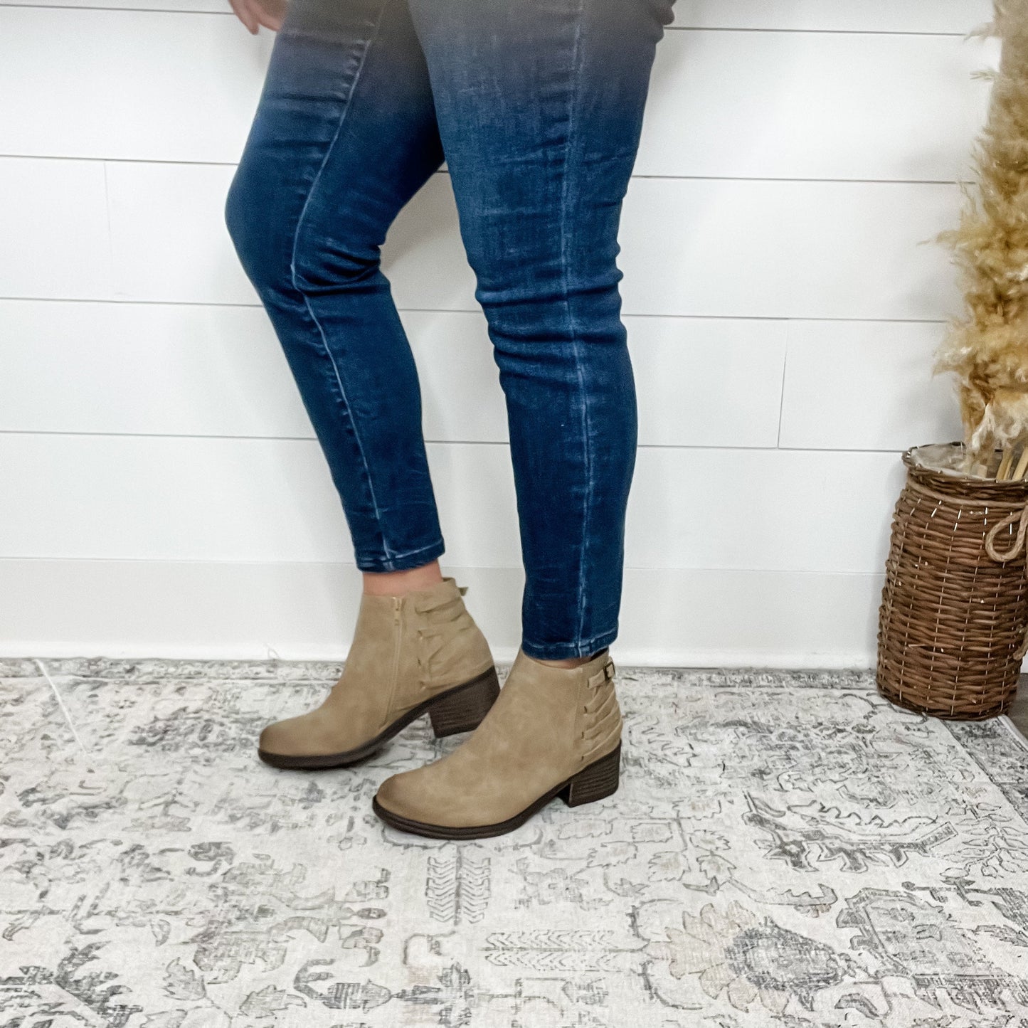 Pierre Dumas "Gossip" Nubuc Lace Up Detail with Side Zip Bootie (Taupe)