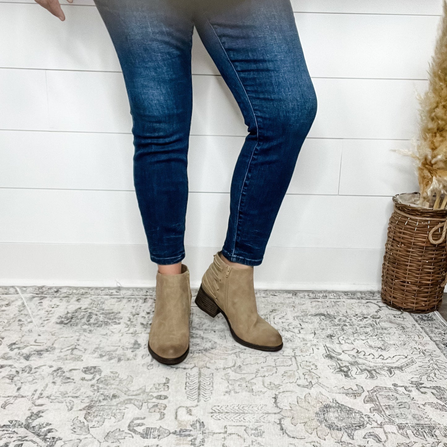Pierre Dumas "Gossip" Nubuc Lace Up Detail with Side Zip Bootie (Taupe)