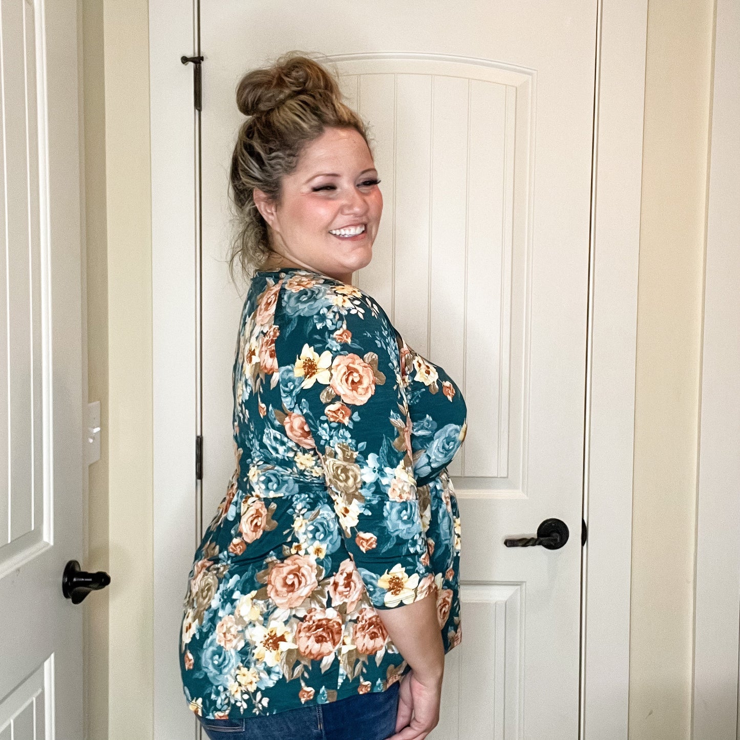 "Pisces" Floral 3/4 Sleeve Babydoll