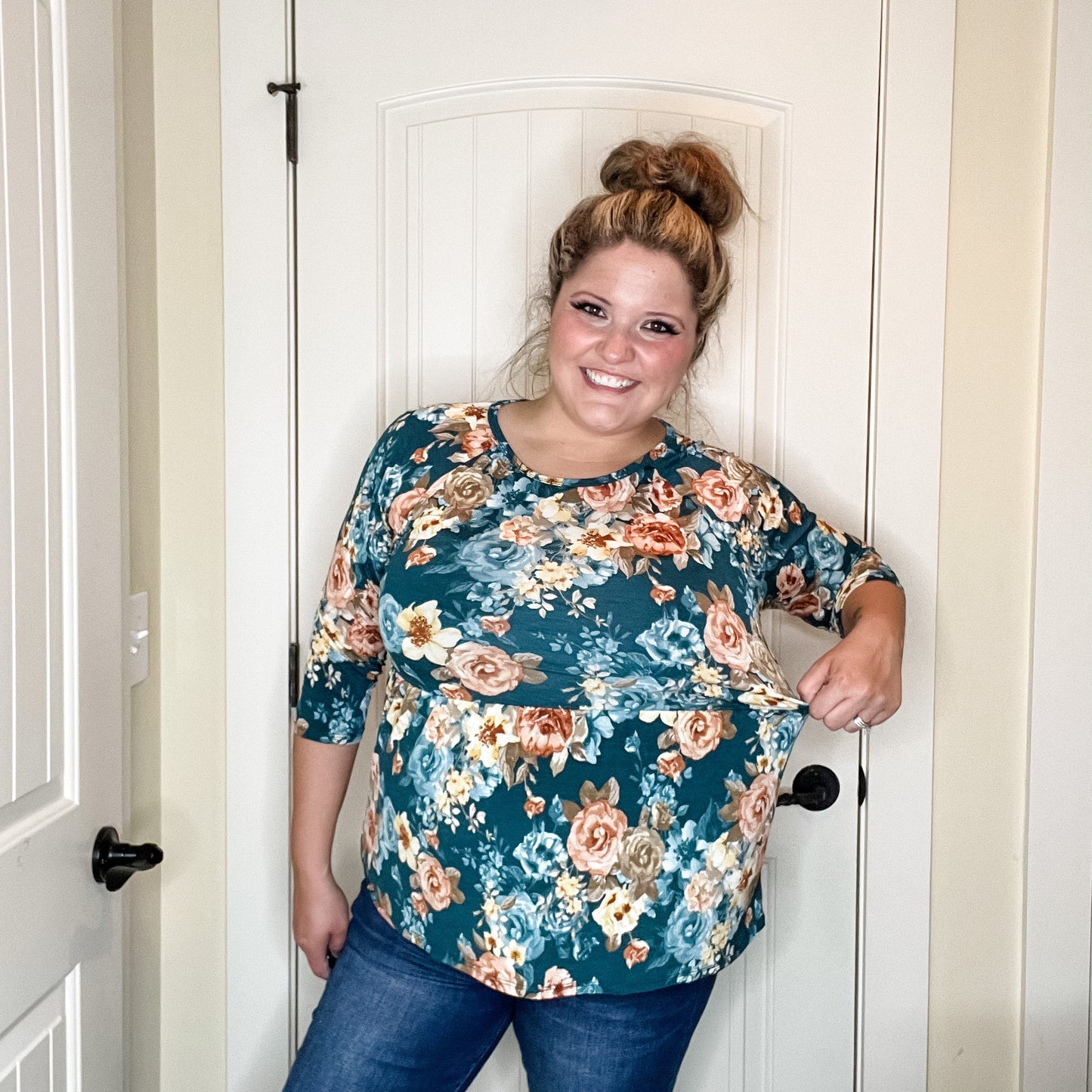 "Pisces" Floral 3/4 Sleeve Babydoll