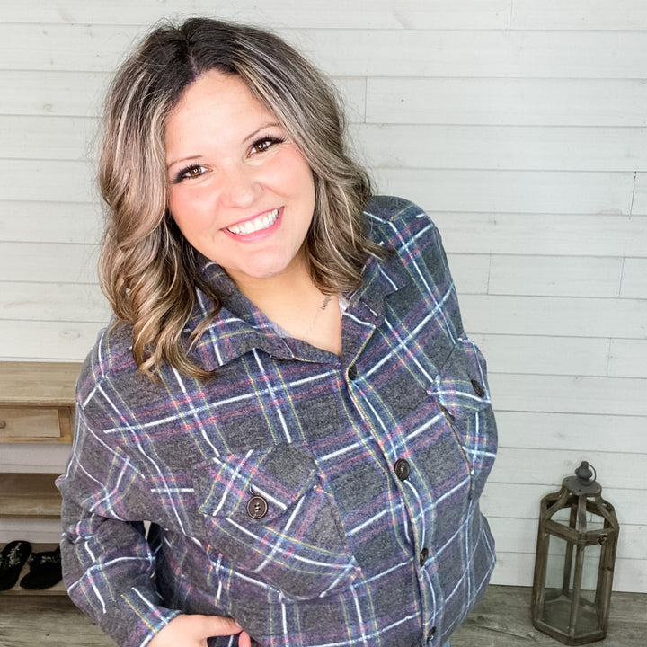 Plaid Oversized Shacket (Charcoal)