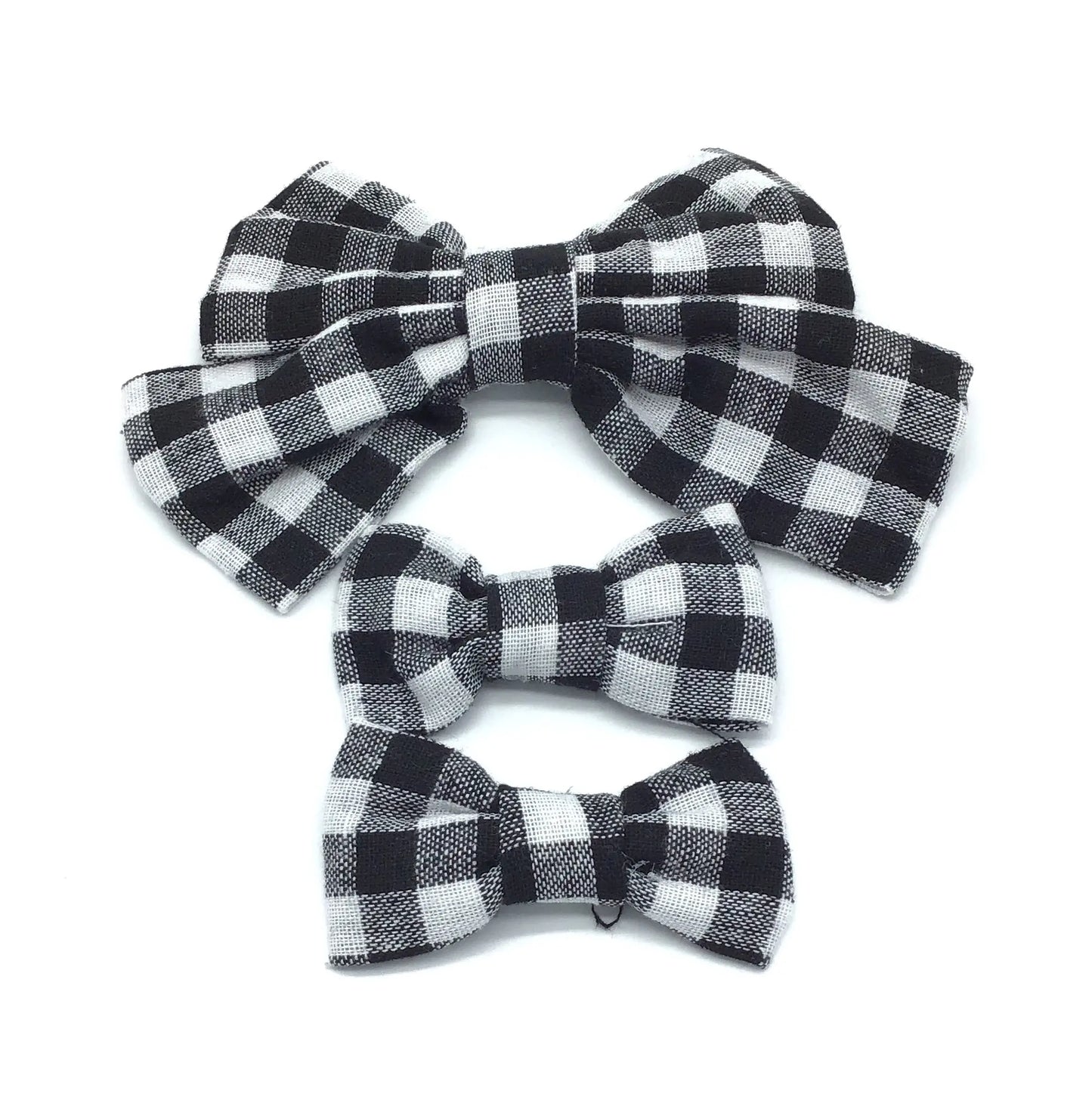 Plaid Trio Bow Set (Black & Red)