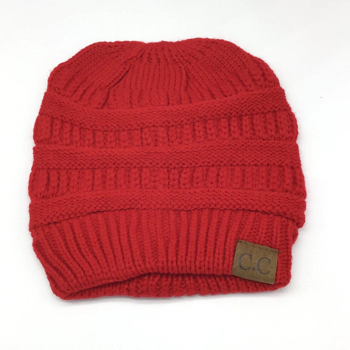 Ponytail Beanies Solid Colors (Multiple Colors)