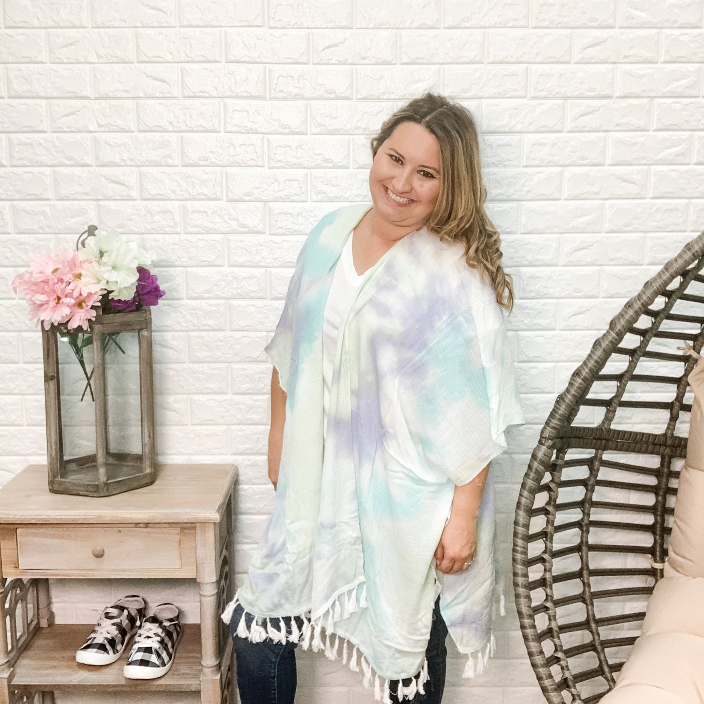 "Poolside" Tie Dye & Tassle Kaftan