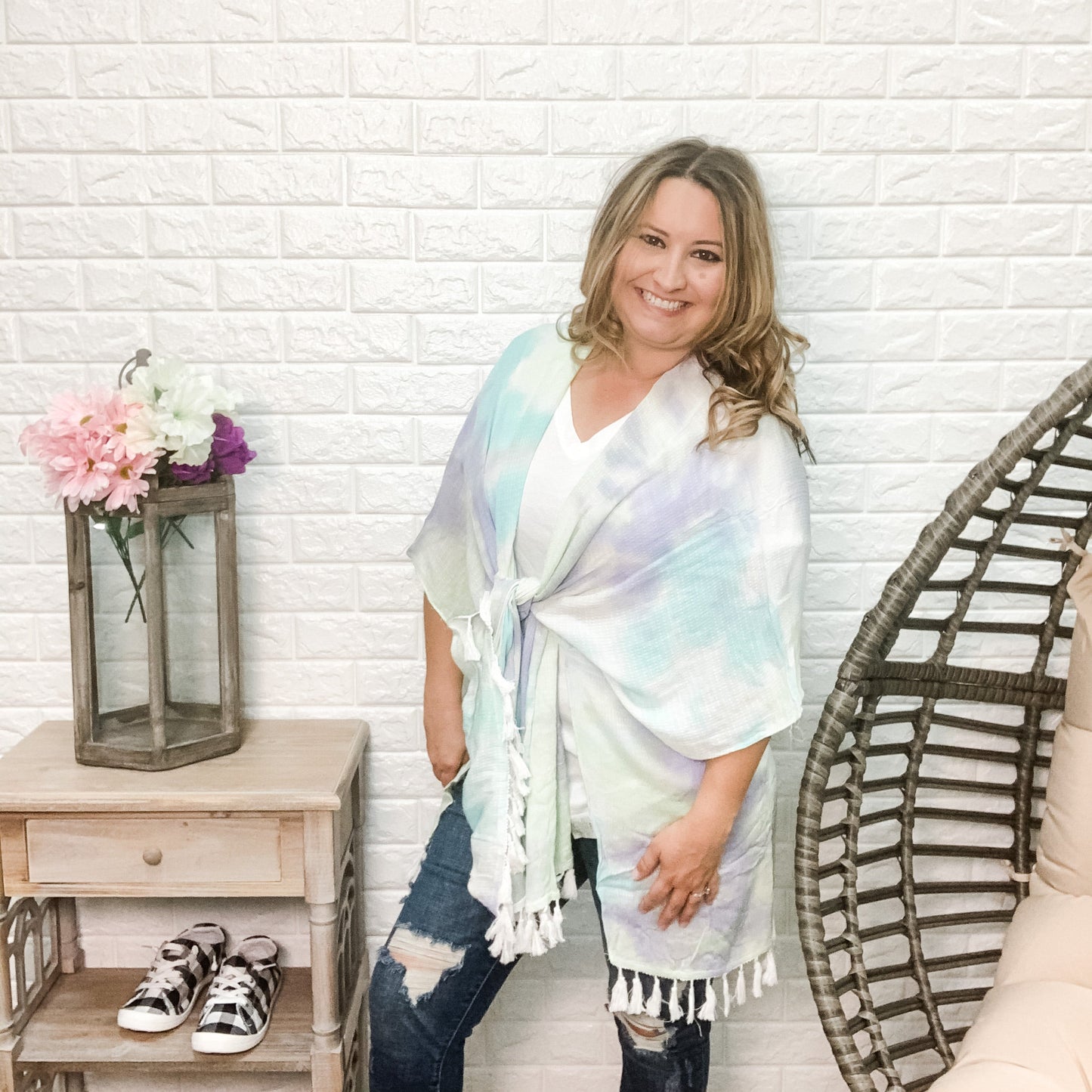 "Poolside" Tie Dye & Tassle Kaftan