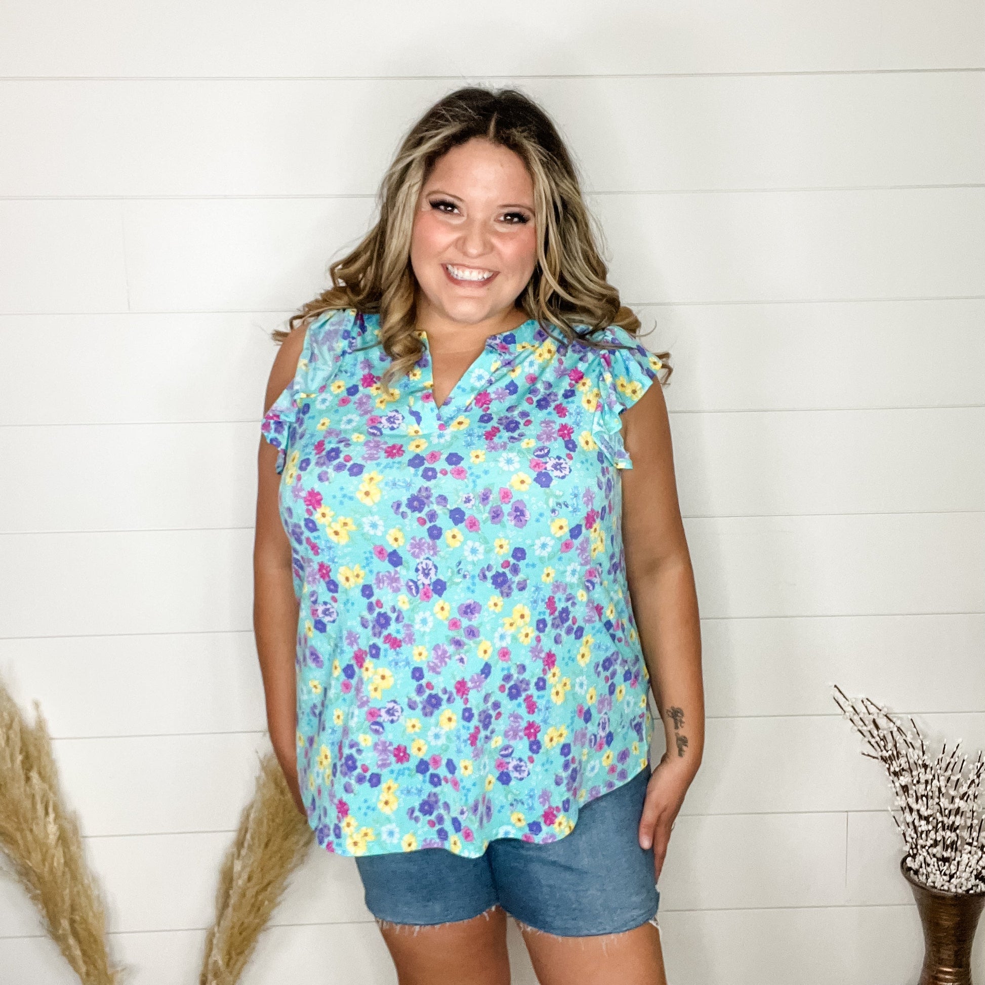 "Quince" Ruffle Cap Sleeve Lizzy