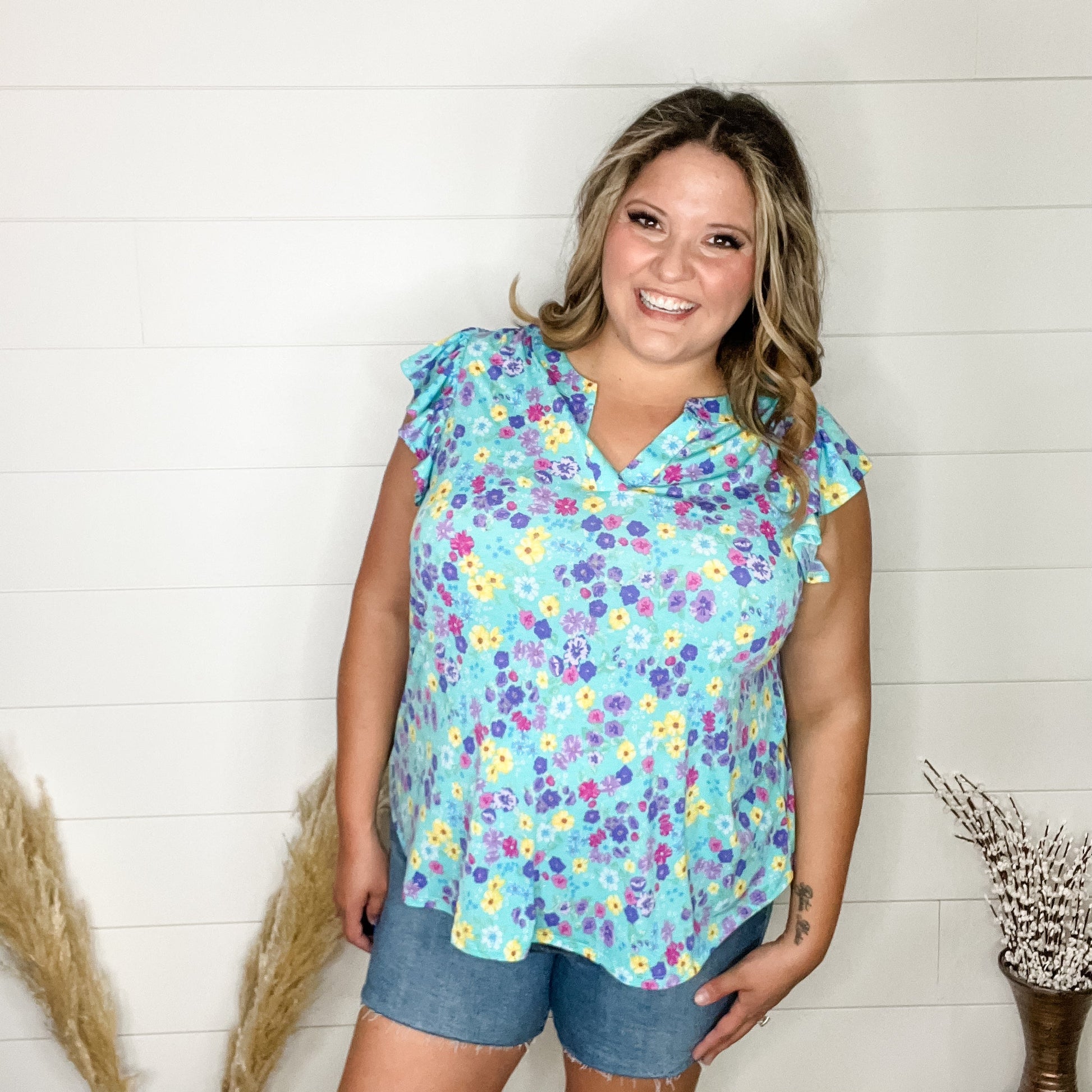 "Quince" Ruffle Cap Sleeve Lizzy