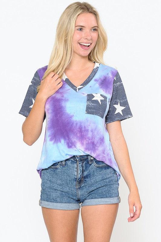 "Randi" Tie Dye with Star Accent Top
