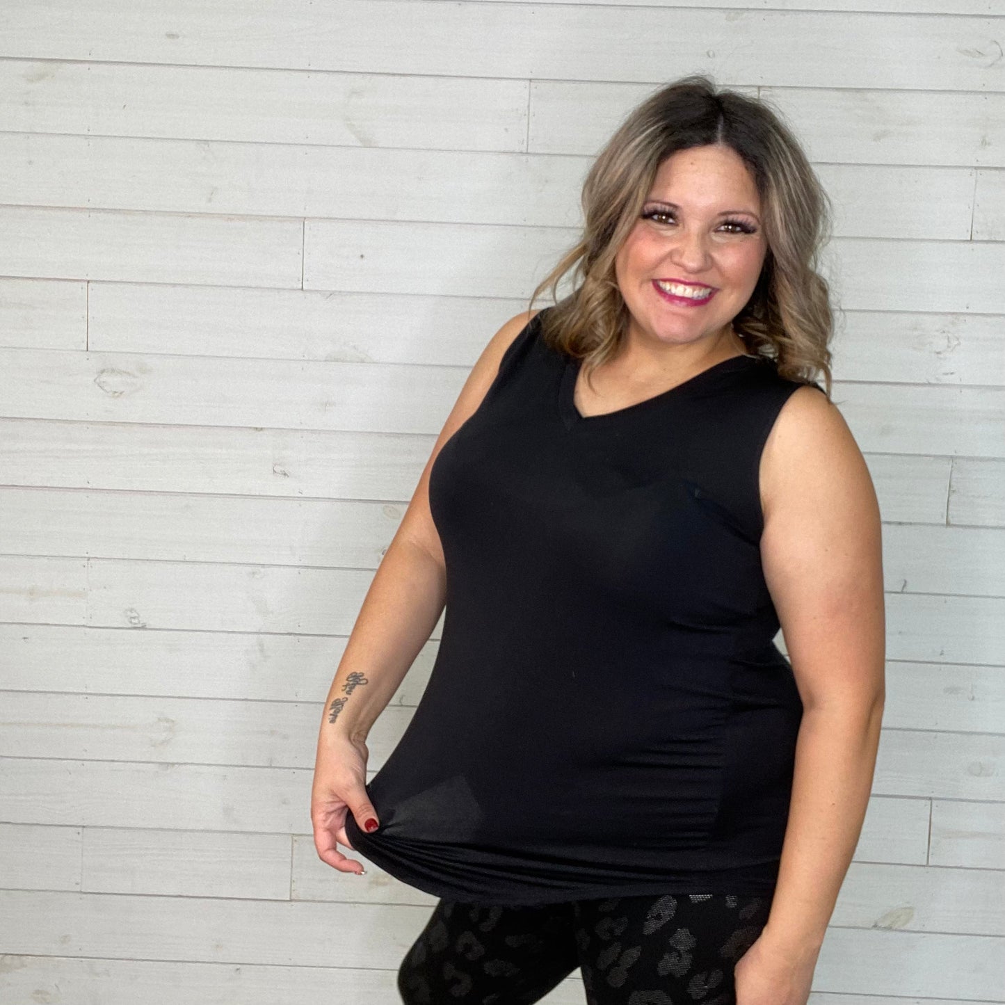 Rayon Relaxed Fit V- Neck Hi Low Tank (Multiple Colors)