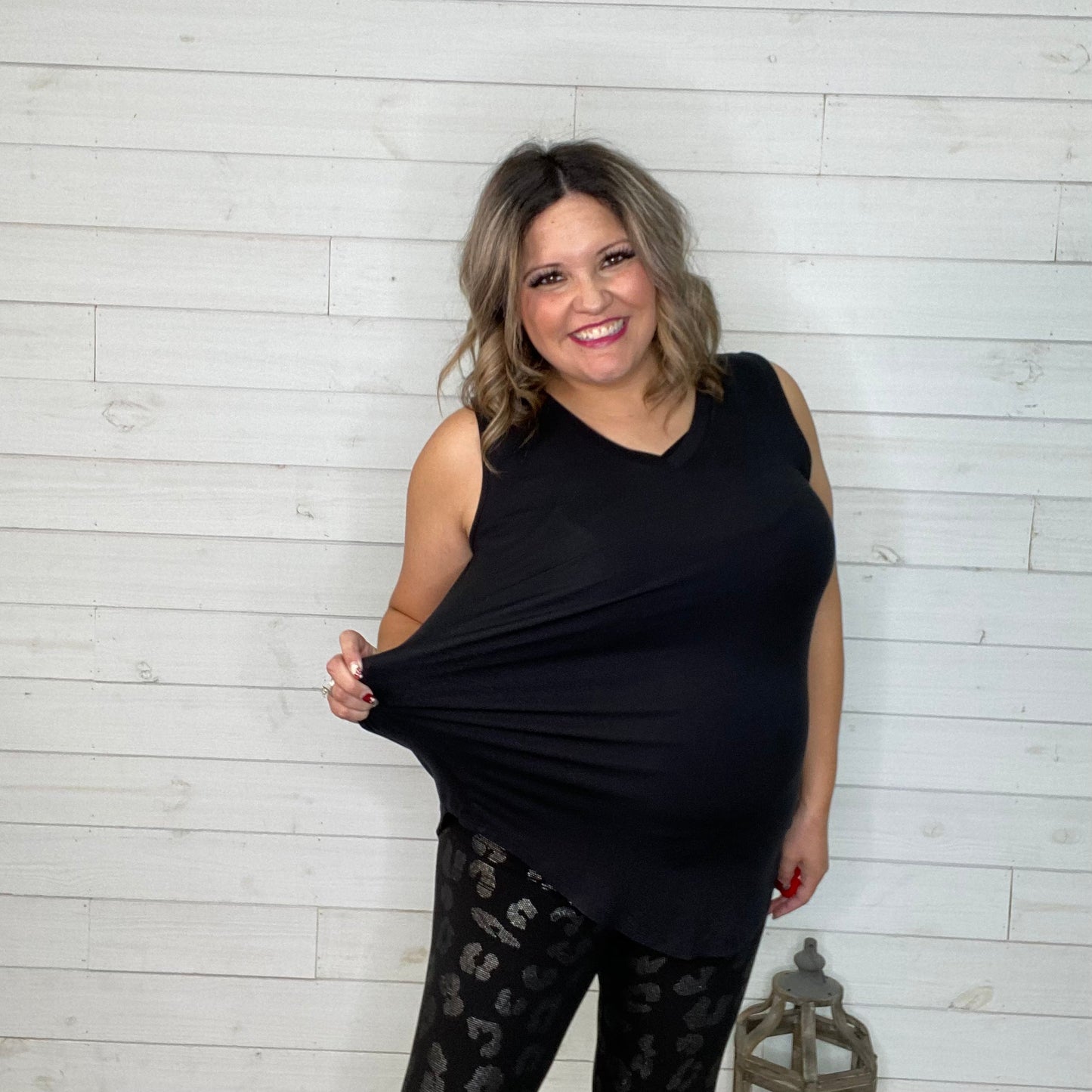 Rayon Relaxed Fit V- Neck Hi Low Tank (Multiple Colors)