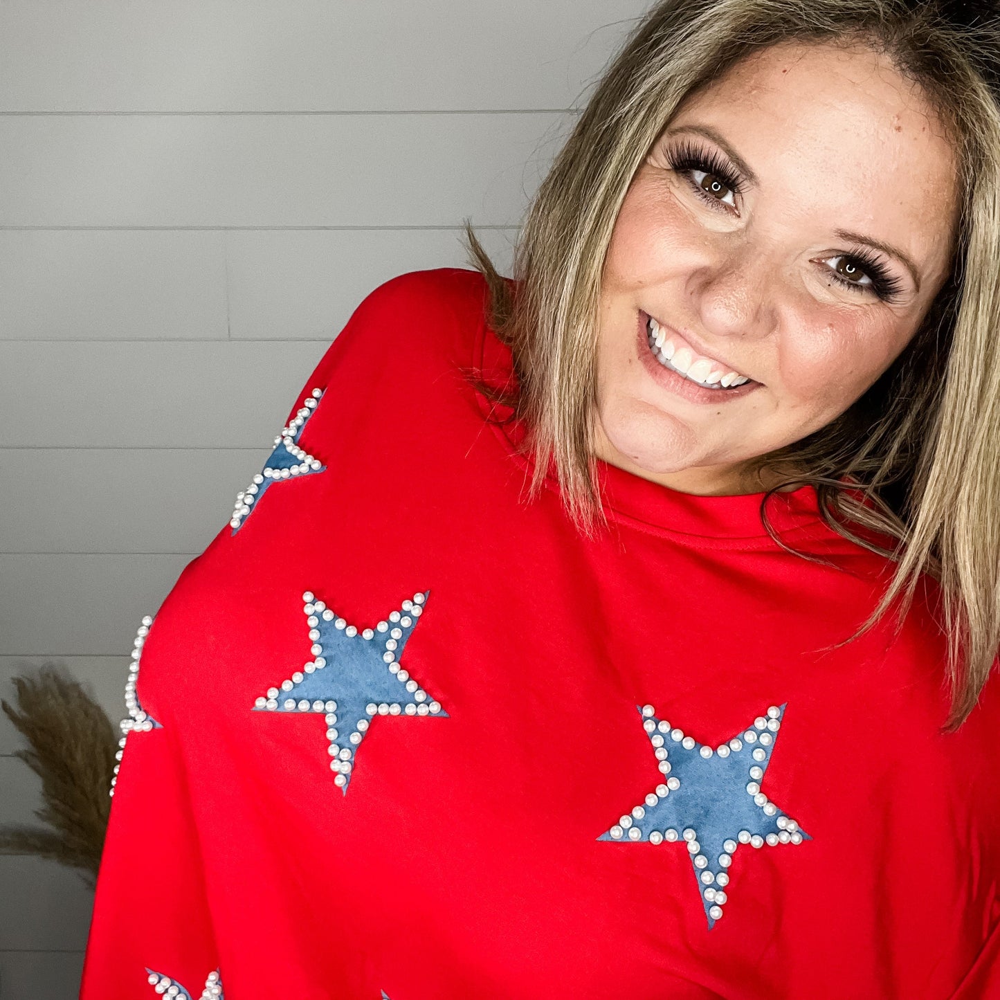 "Reach For The" Stars and Pearl Embellished Short Sleeve