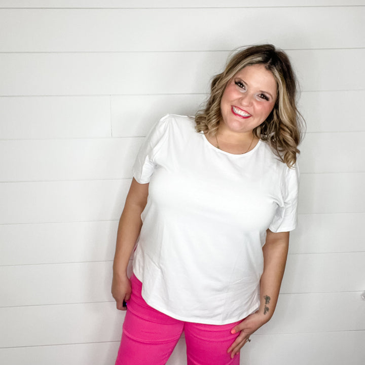 "Rearview" Short Sleeve with Side Slits (Off White)