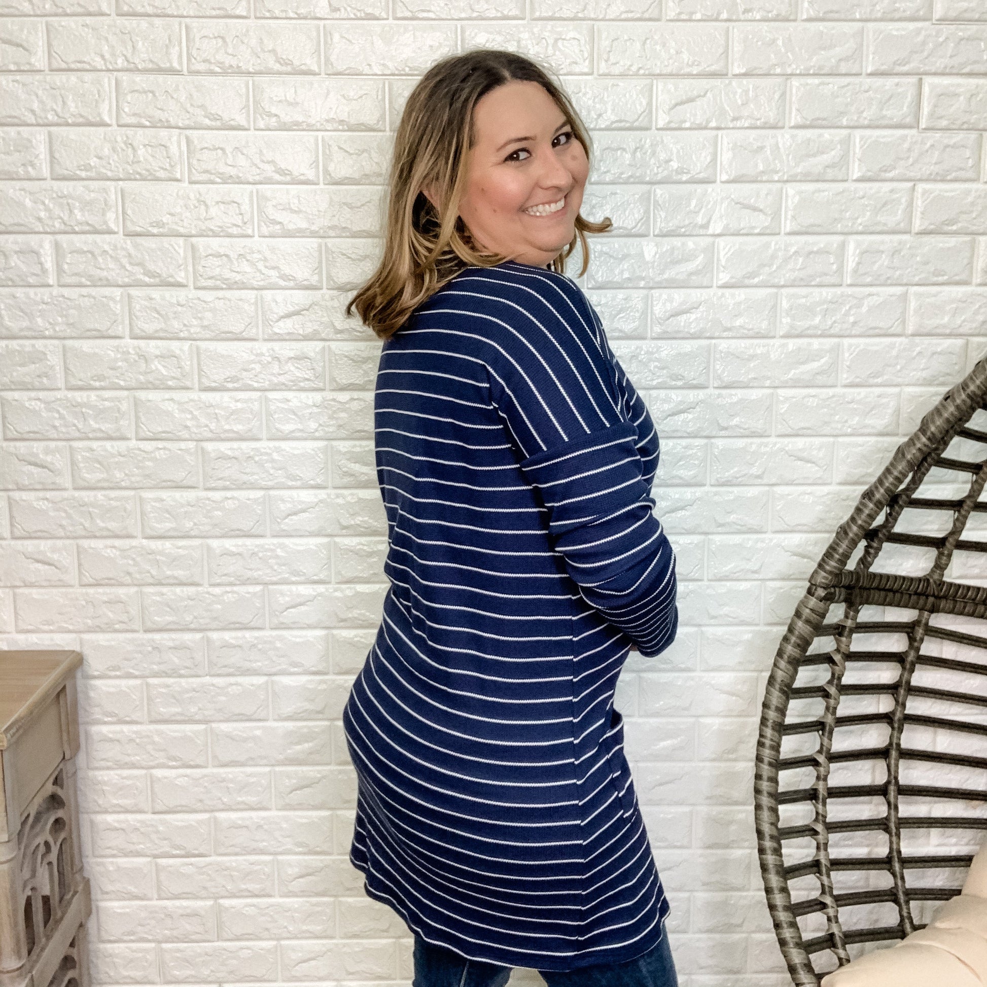 "Reggie" Ribbed Striped Cardigan