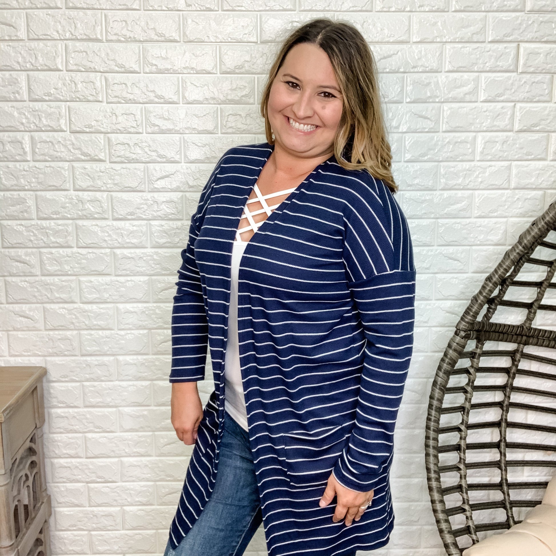 "Reggie" Ribbed Striped Cardigan