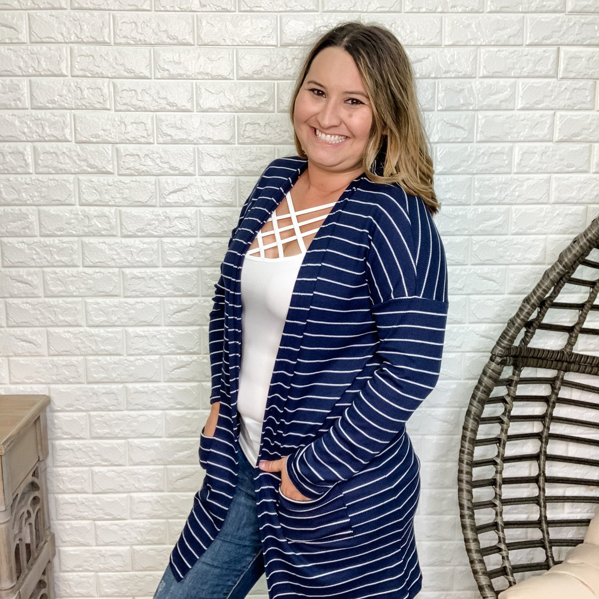 "Reggie" Ribbed Striped Cardigan