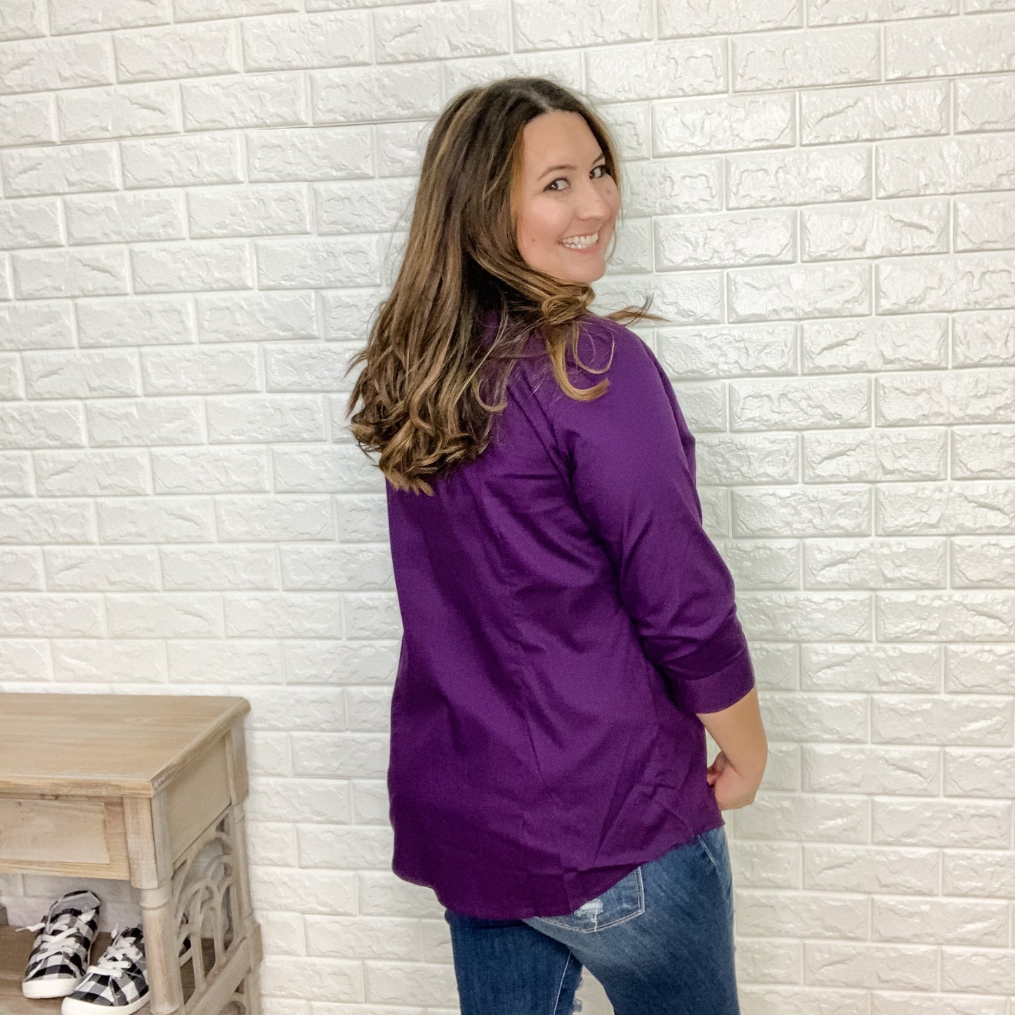 "Regina" 3/4 Sleeve Button Up Shirt