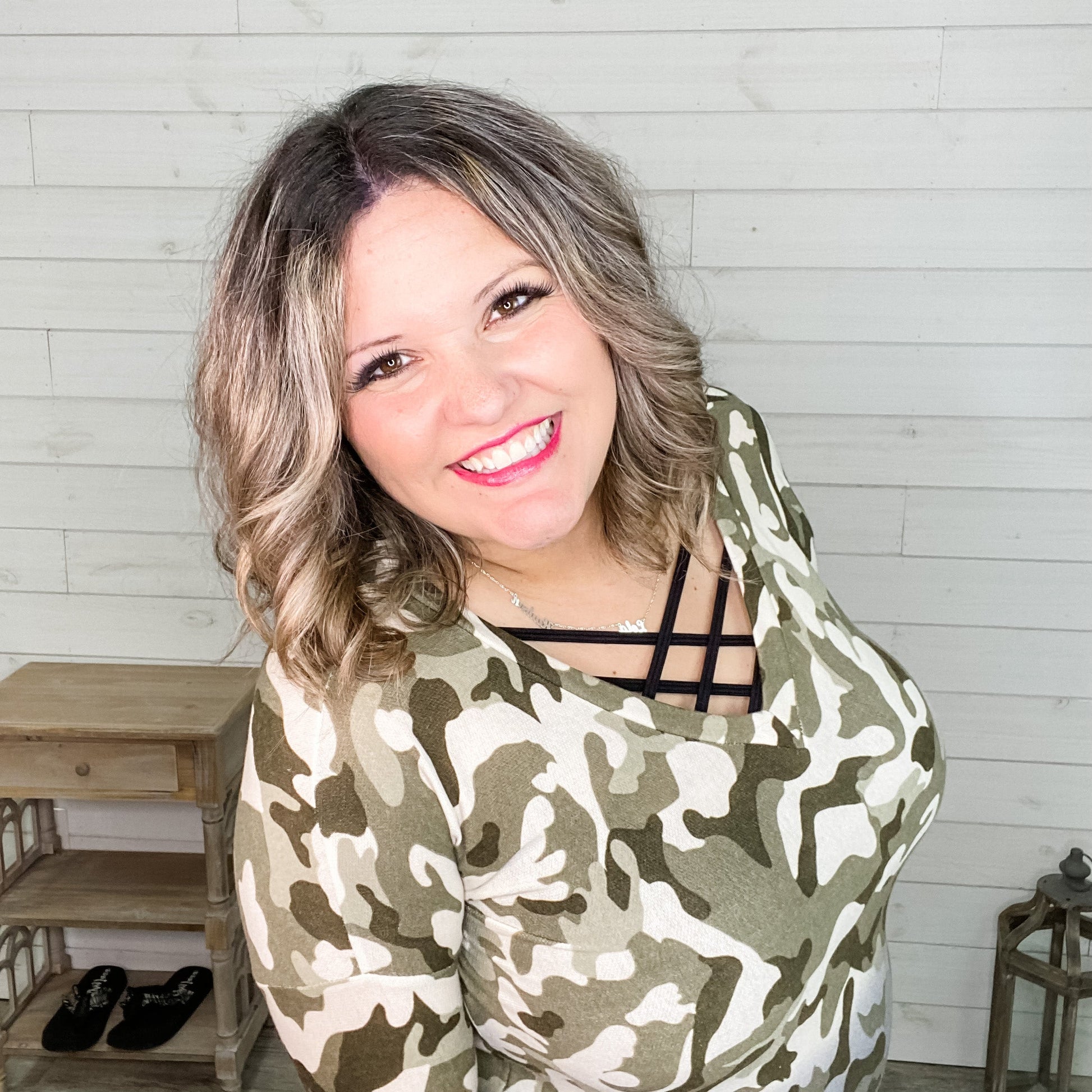 "Regulation" Long Sleeve V-Neck Ombre Camo