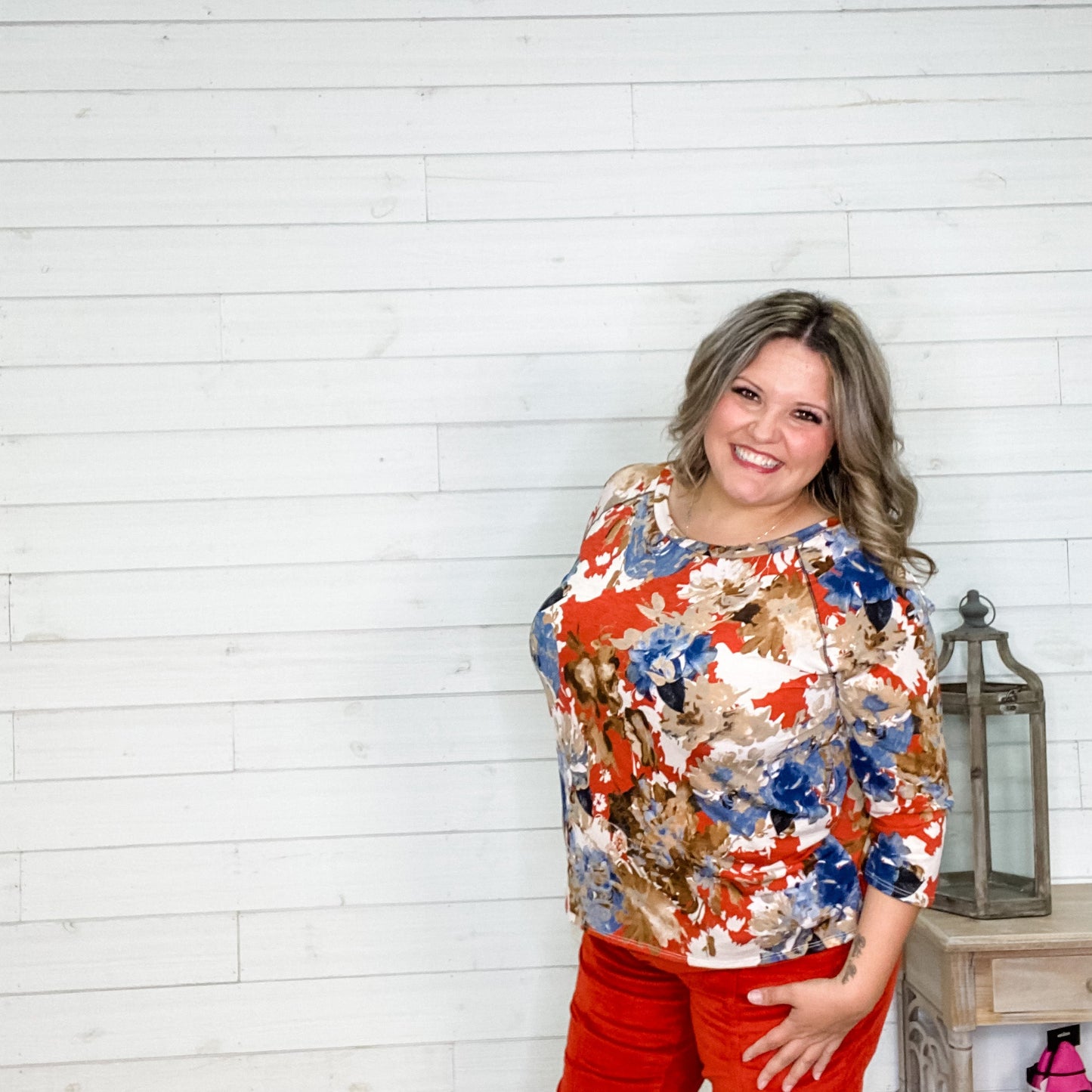 "Renata" Floral Long Sleeve with Back Tie Detail